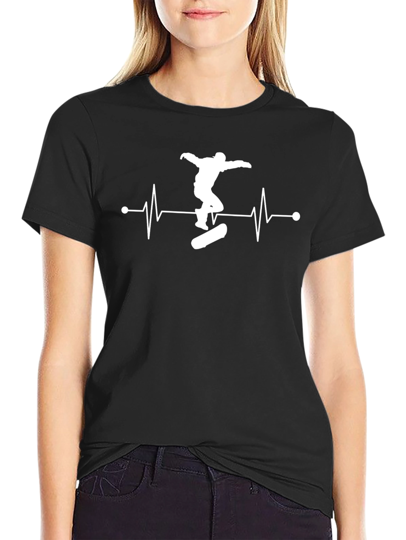 Skateboard Heartbeat Graphic T-Shirt