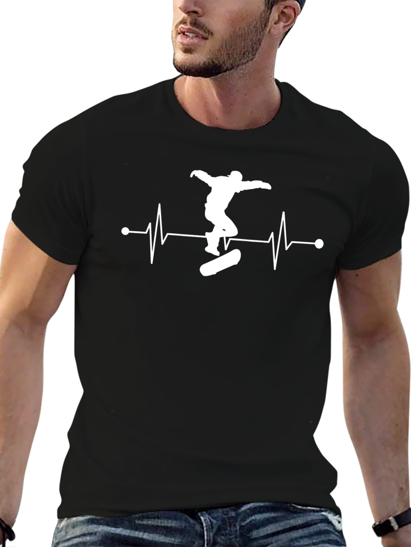 Skateboard Heartbeat Graphic T-Shirt