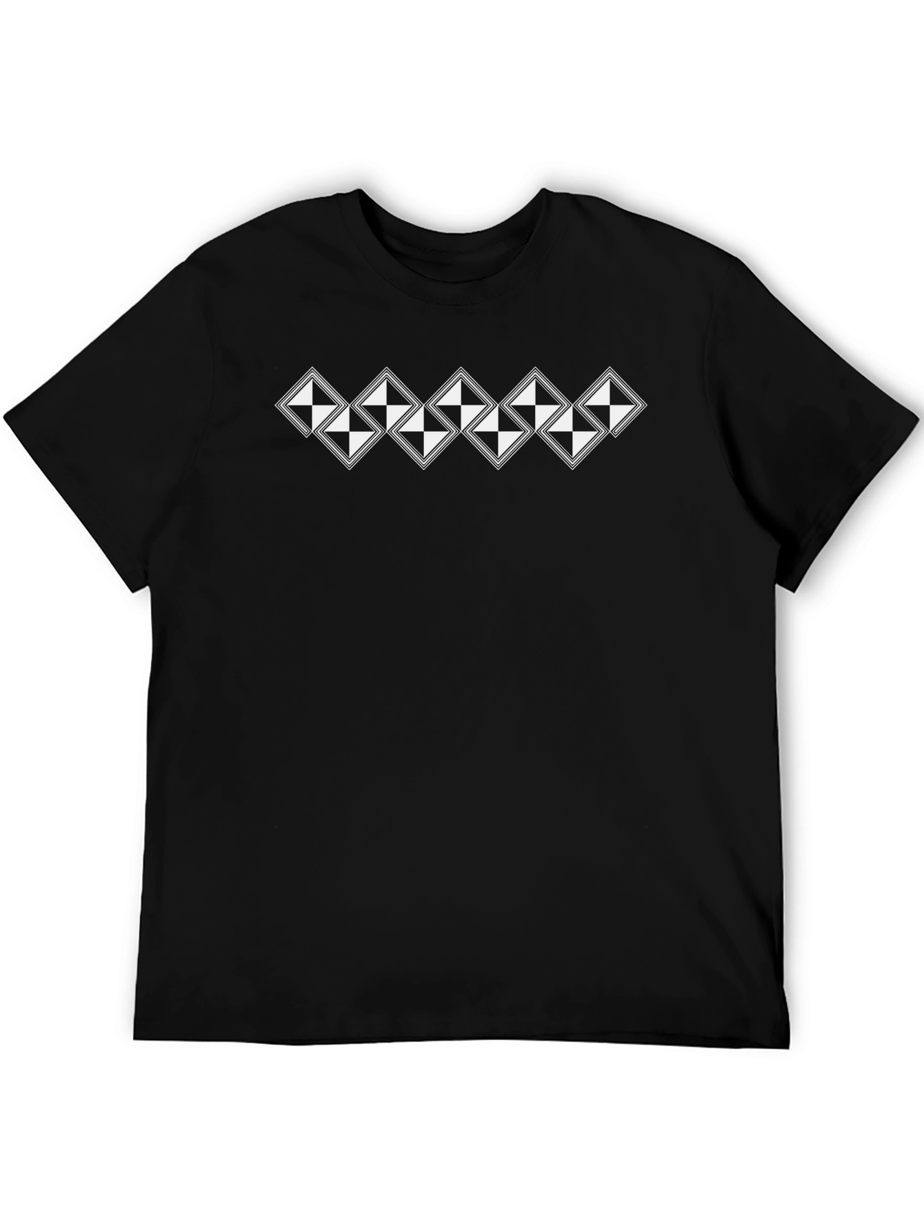 Diamond Checkered Graphic Black T-Shirt