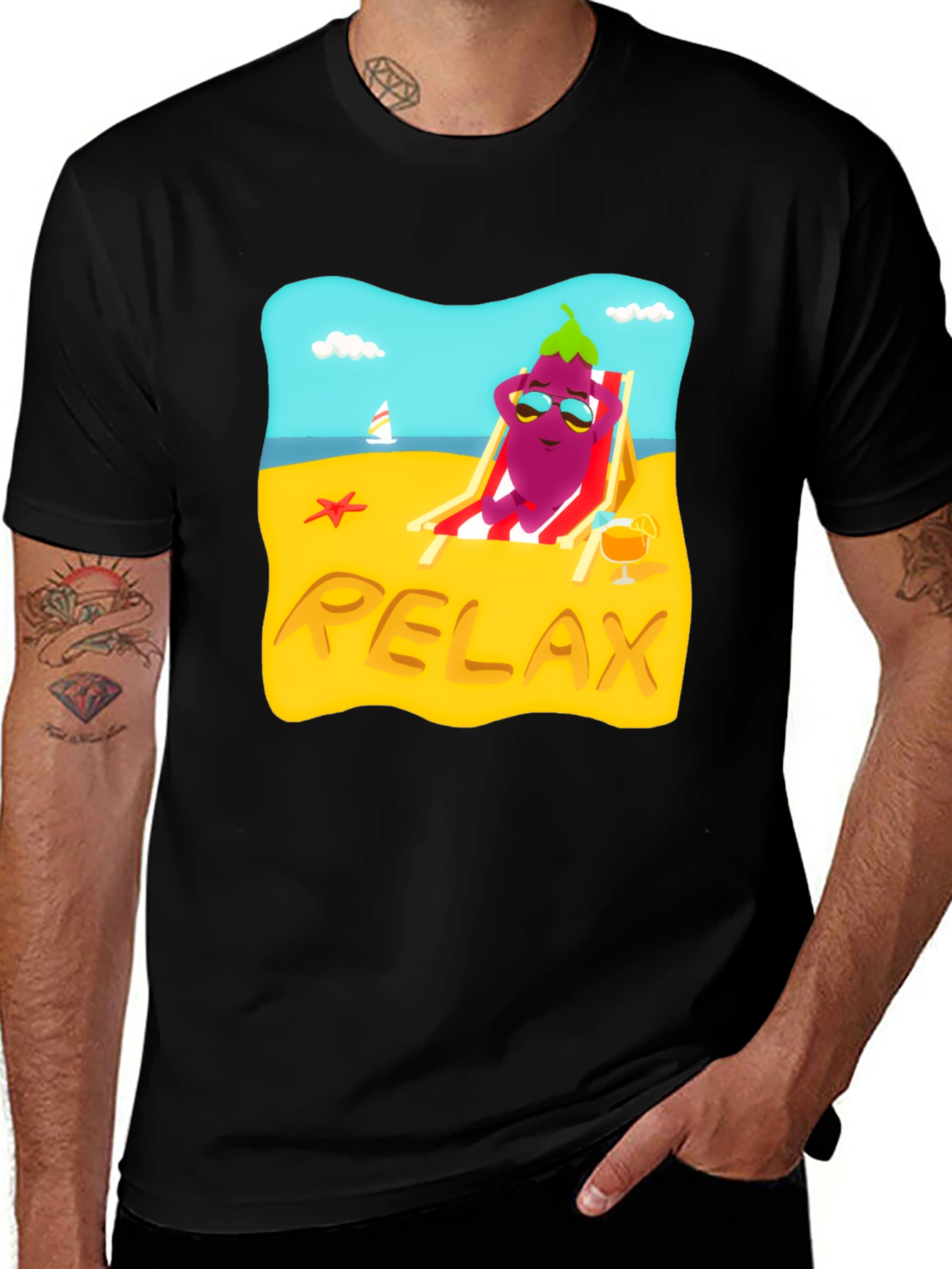 Relaxing Eggplant Beach T-Shirt