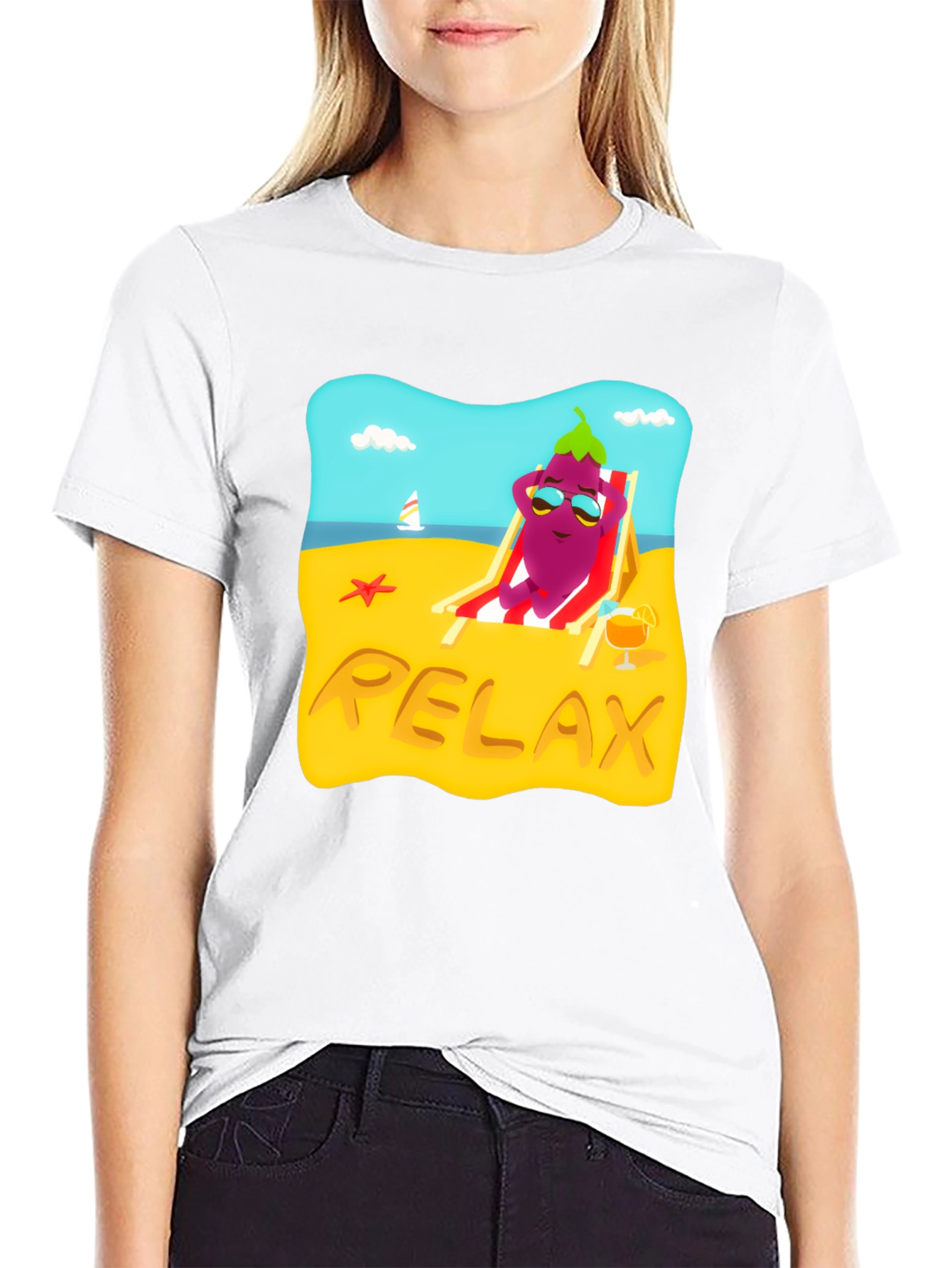 Relaxing Eggplant Beach T-Shirt