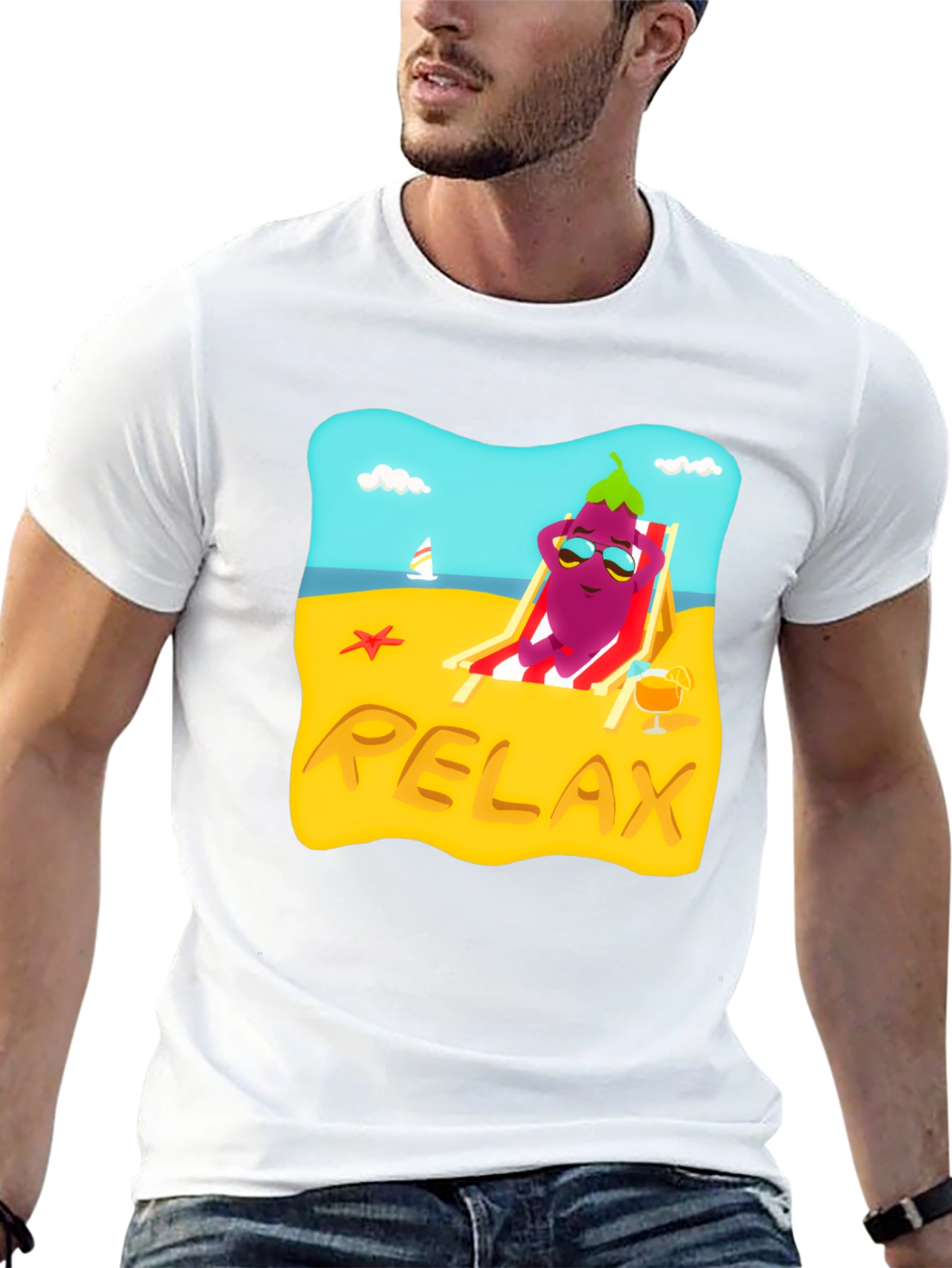 Relaxing Eggplant Beach T-Shirt