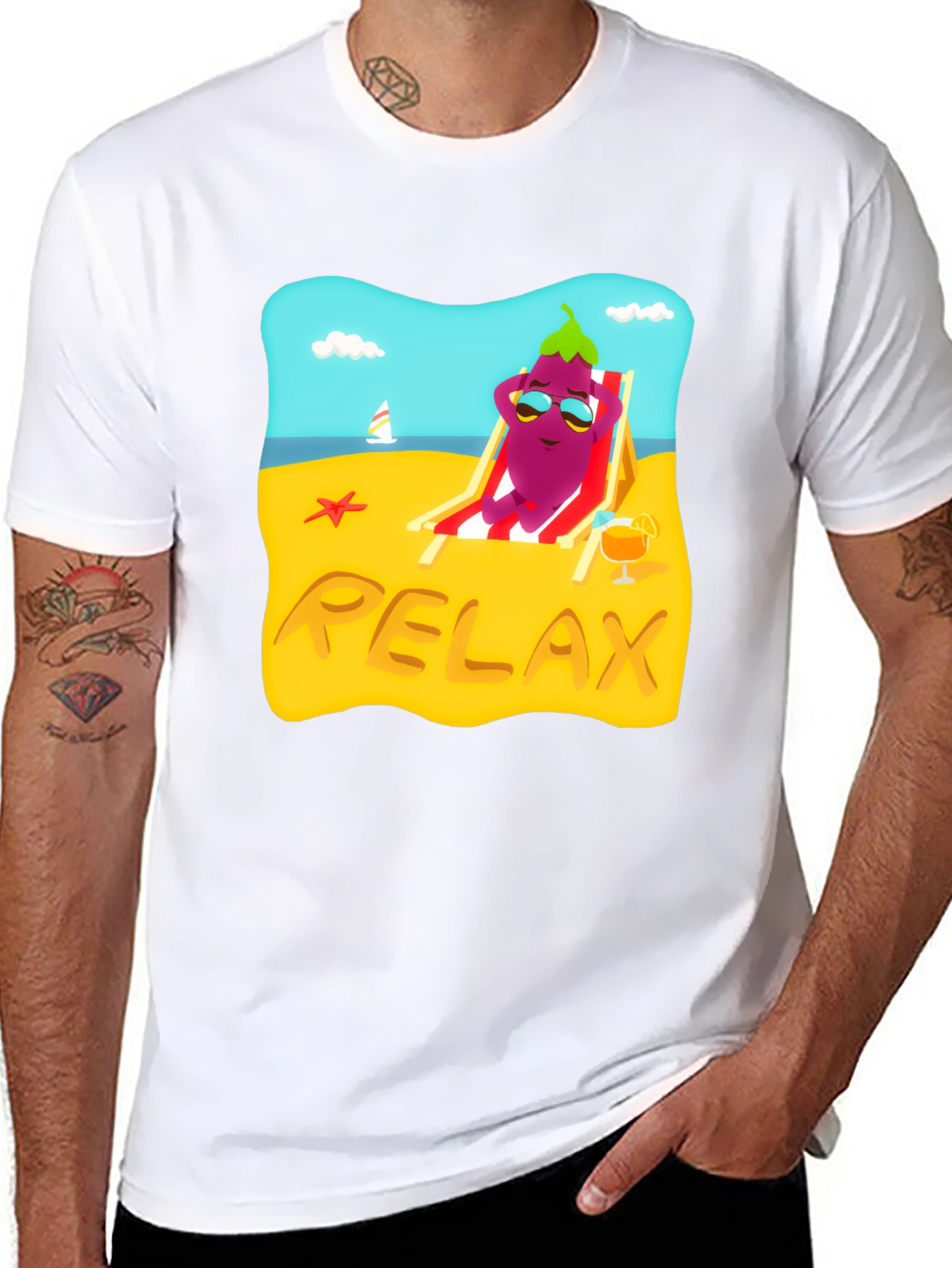 Relaxing Eggplant Beach T-Shirt