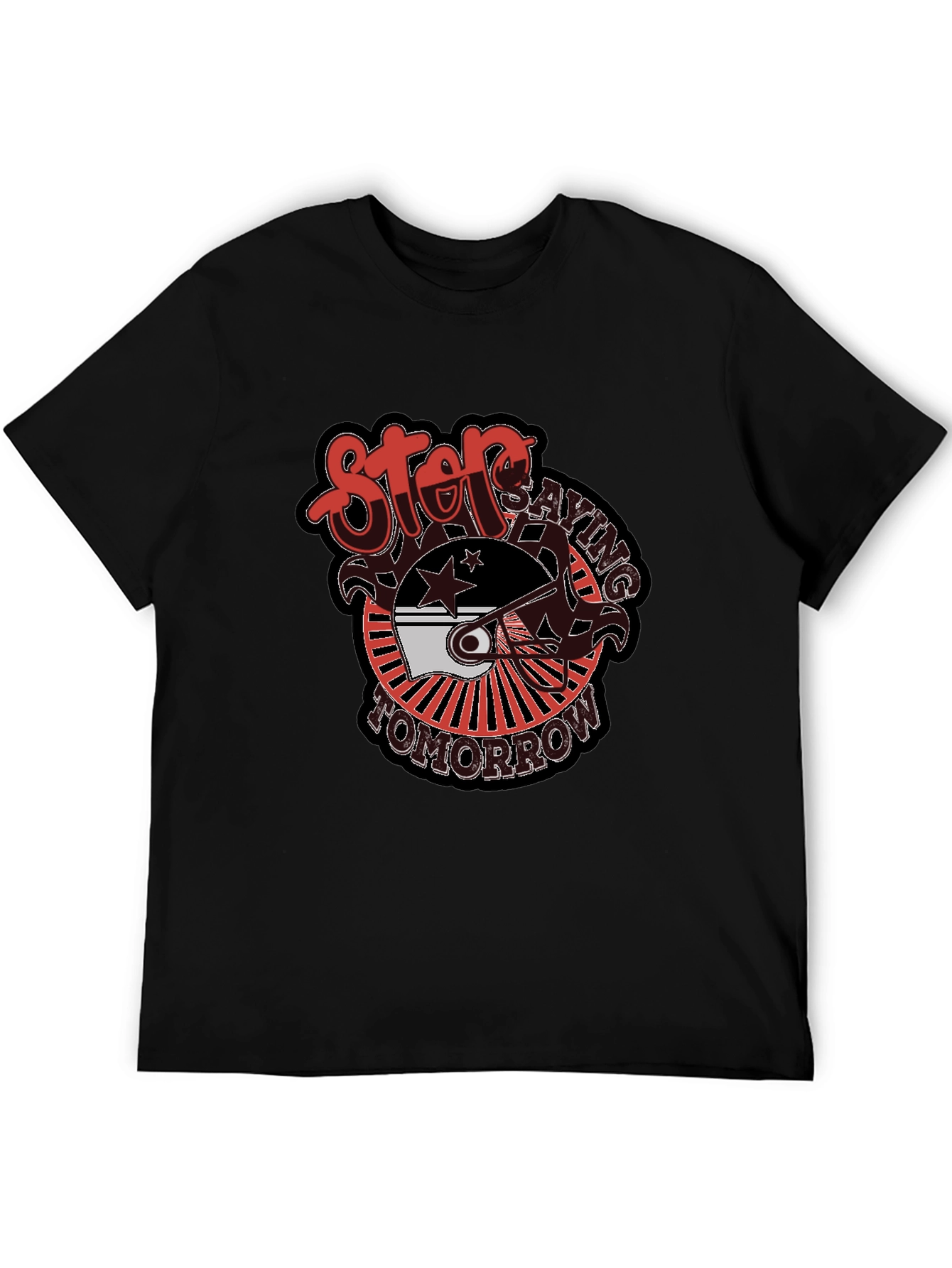 Stop Saying Tomorrow Black Graphic Tee