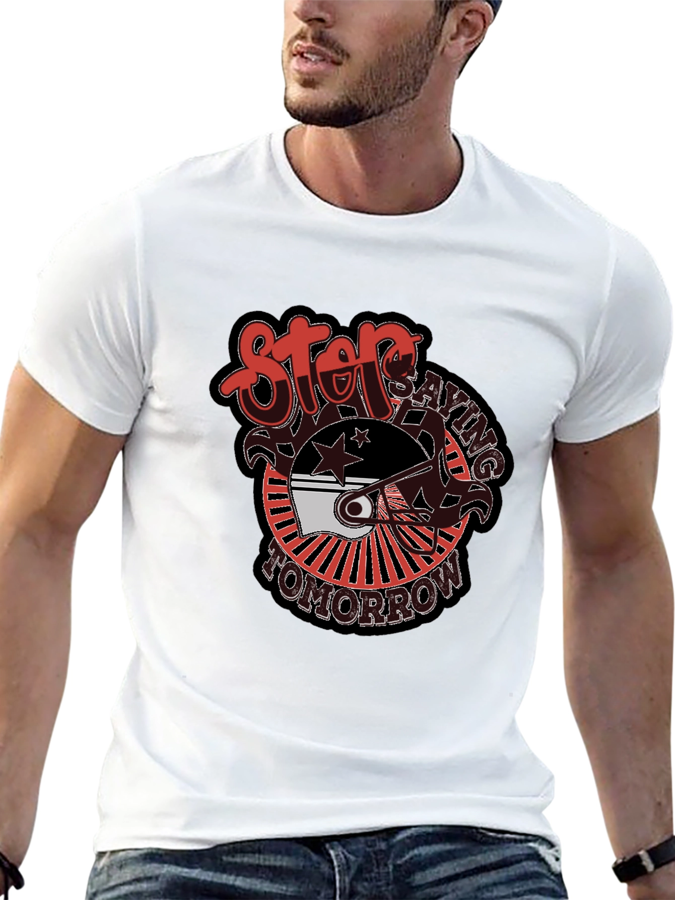 Stop Saying Tomorrow Black Graphic Tee