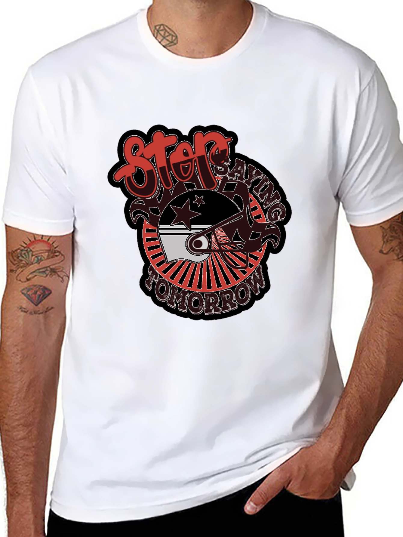 Stop Saying Tomorrow Black Graphic Tee
