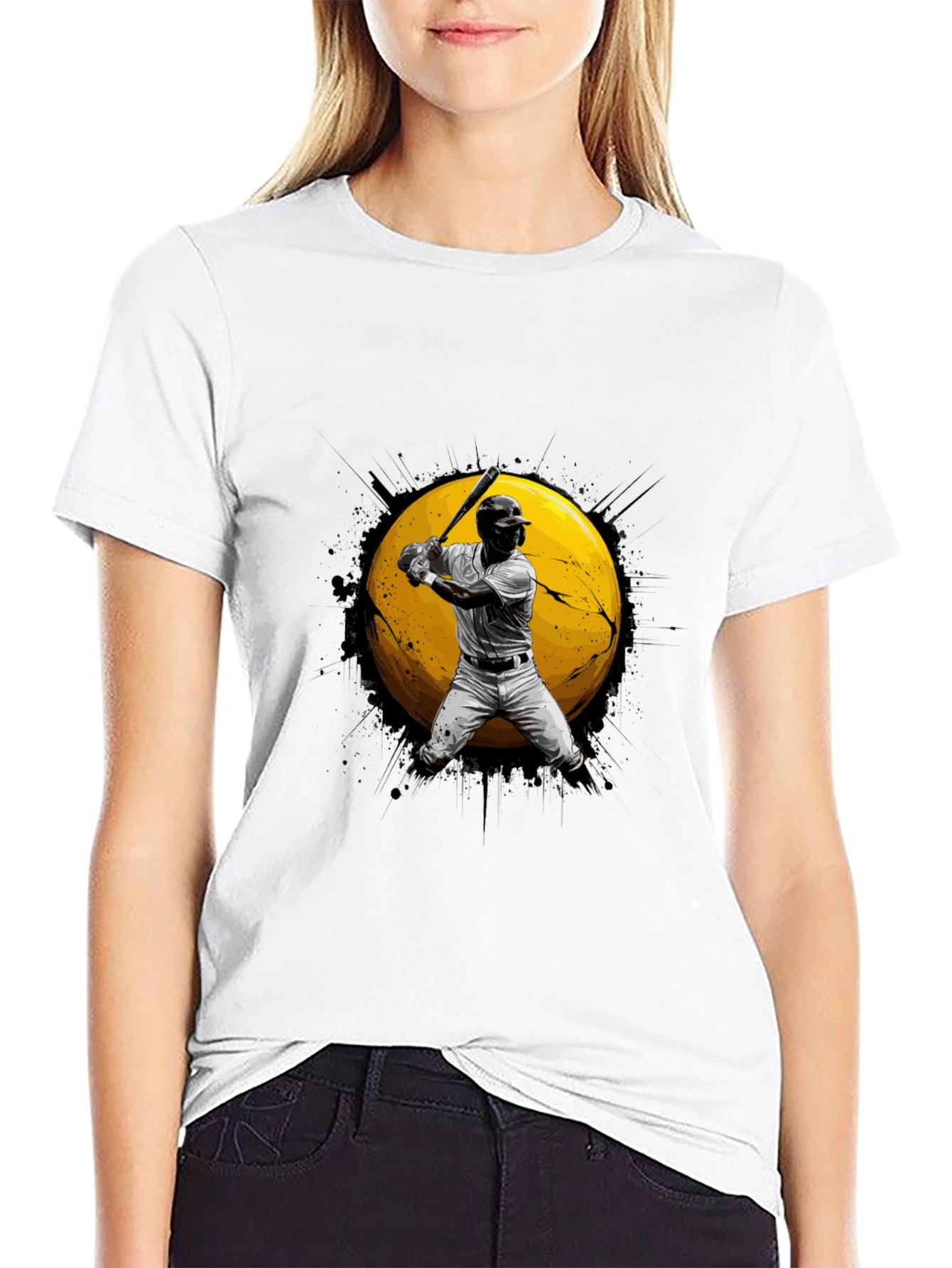 Baseball Player Graphic Black T-Shirt