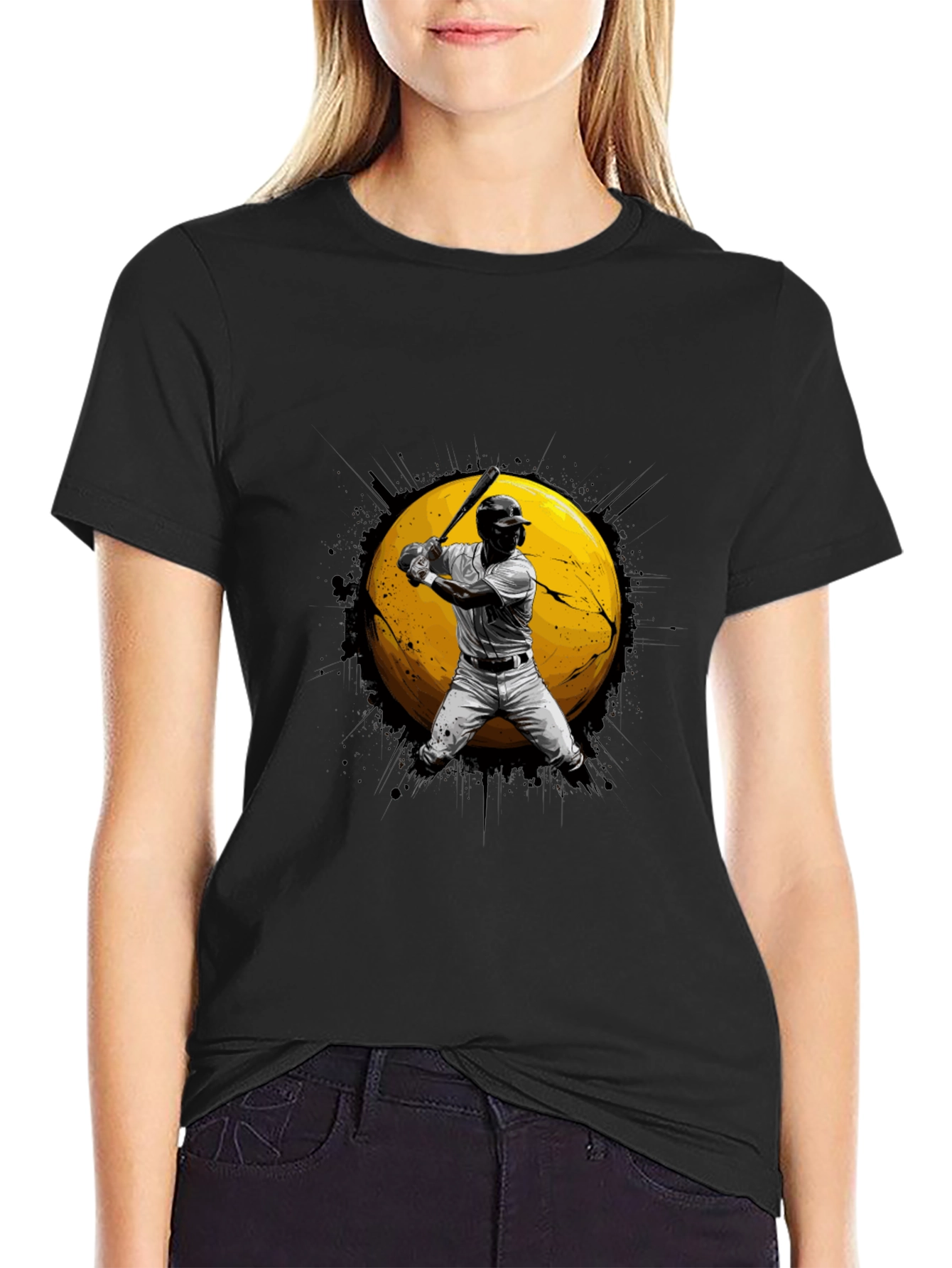 Baseball Player Graphic Black T-Shirt
