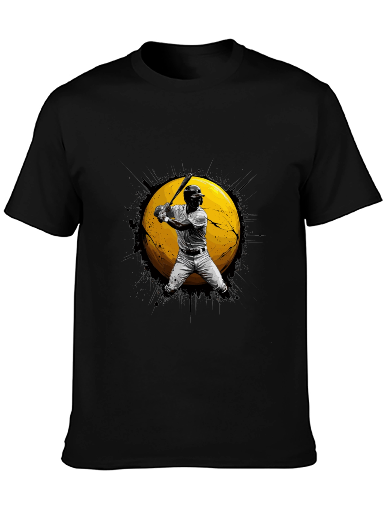 Baseball Player Graphic Black T-Shirt