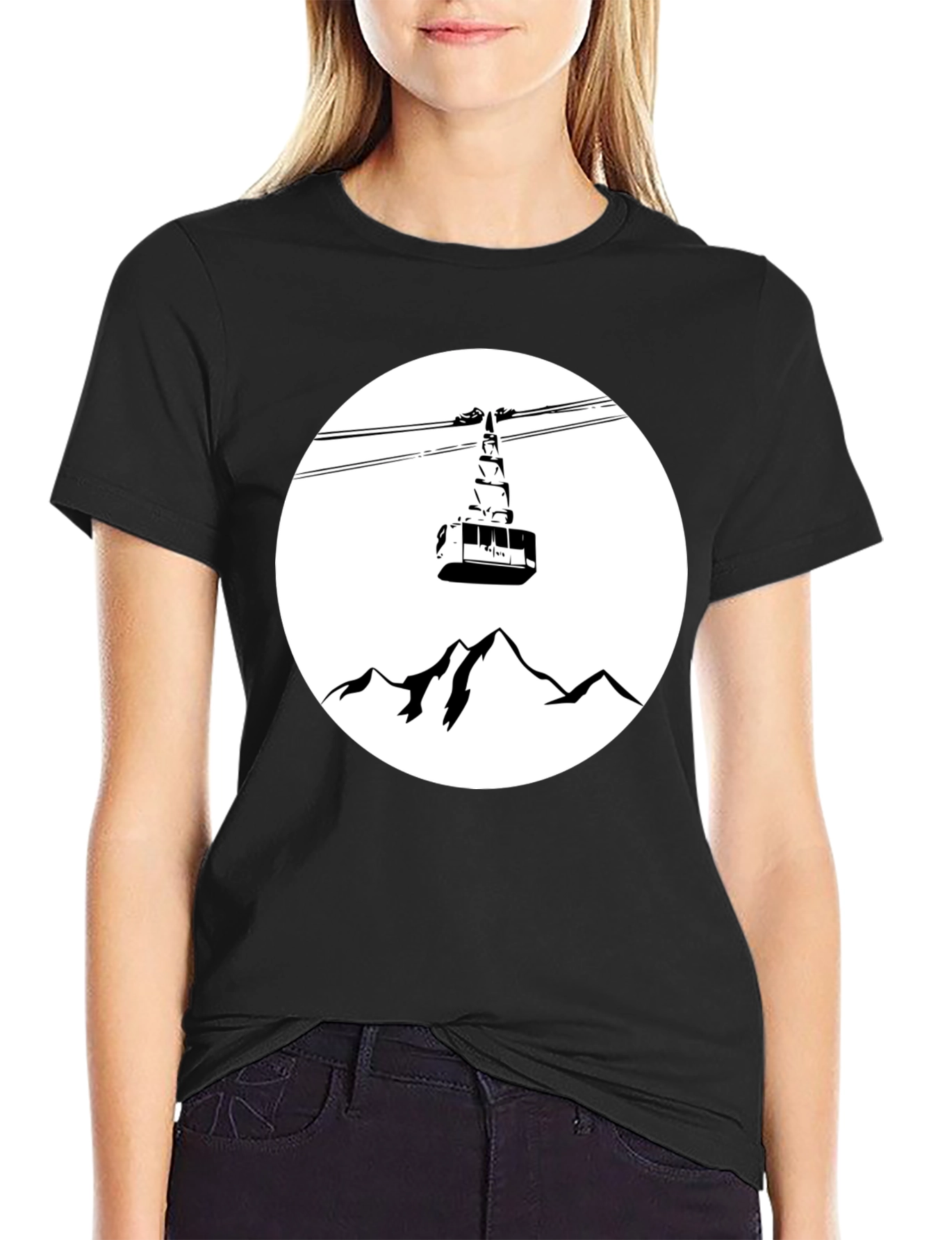 Mountain Gondola Graphic Tee - Black