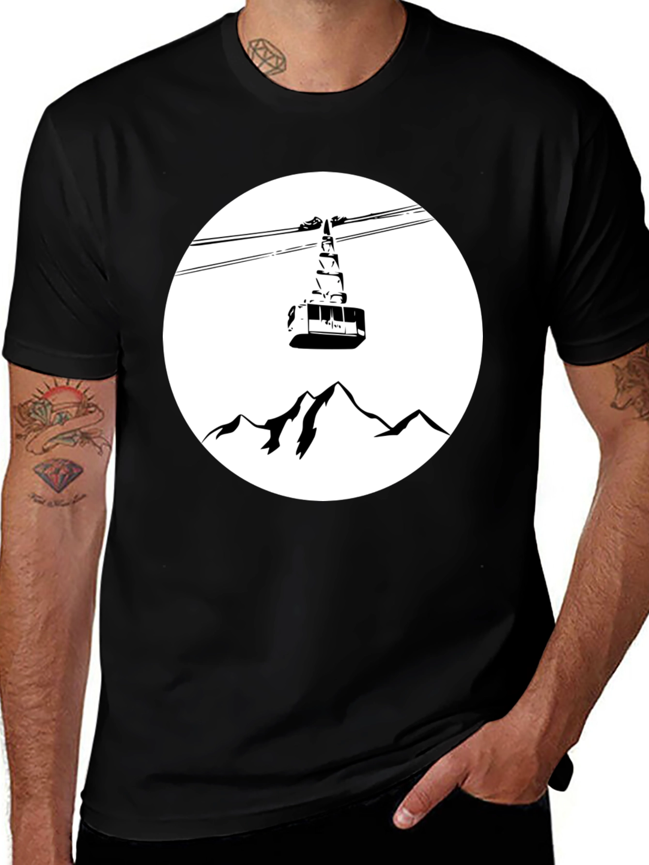 Mountain Gondola Graphic Tee - Black