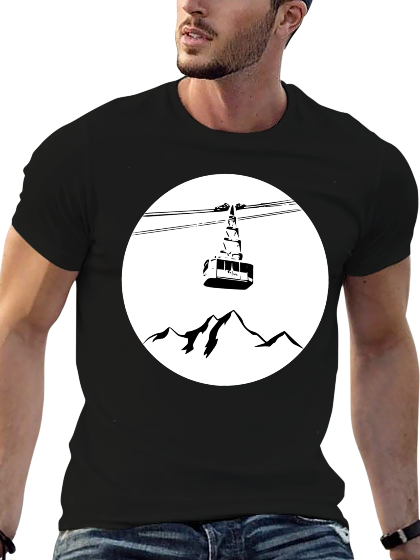 Mountain Gondola Graphic Tee - Black