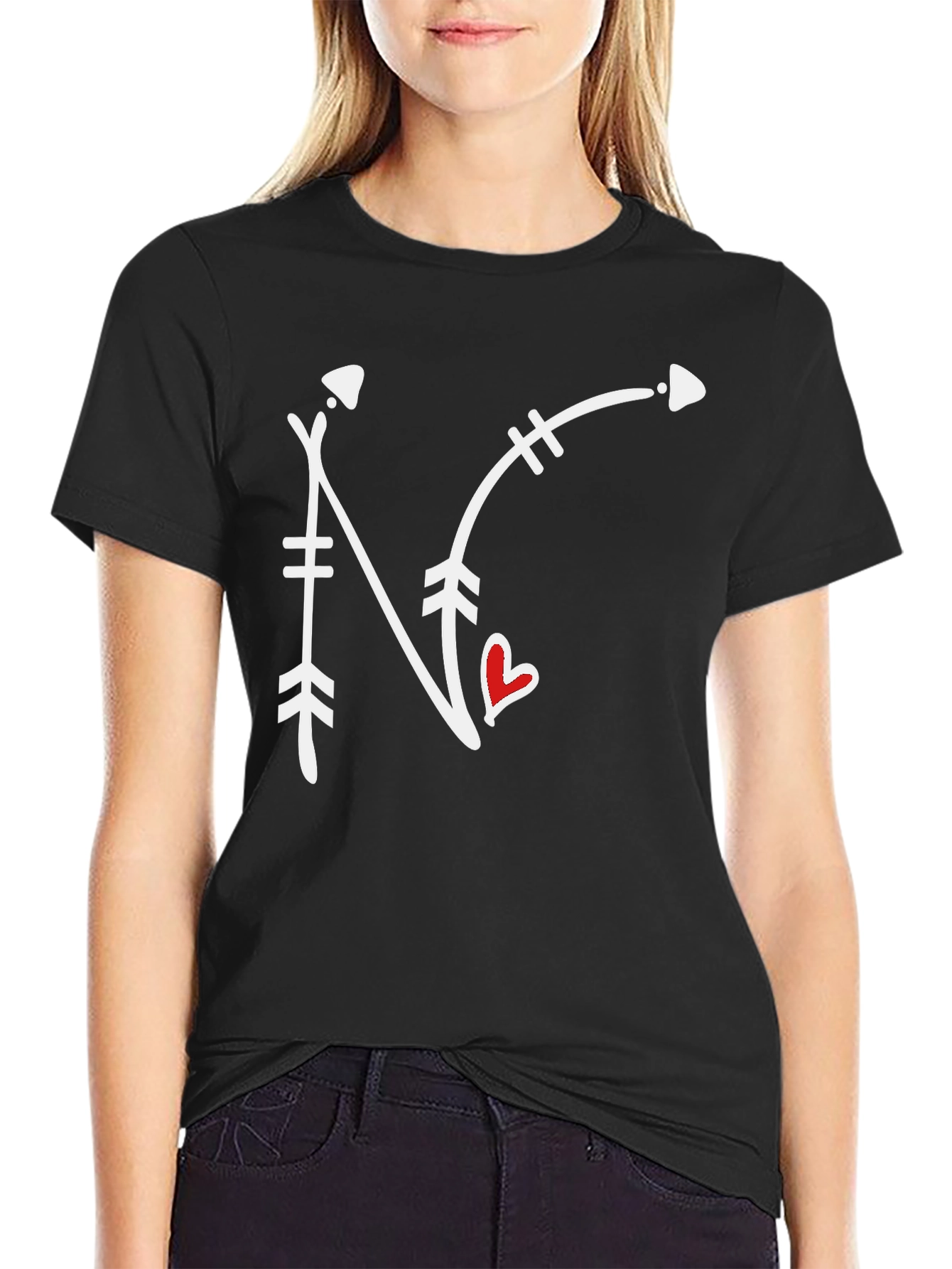 Arrow N Heart Graphic Tee - Black