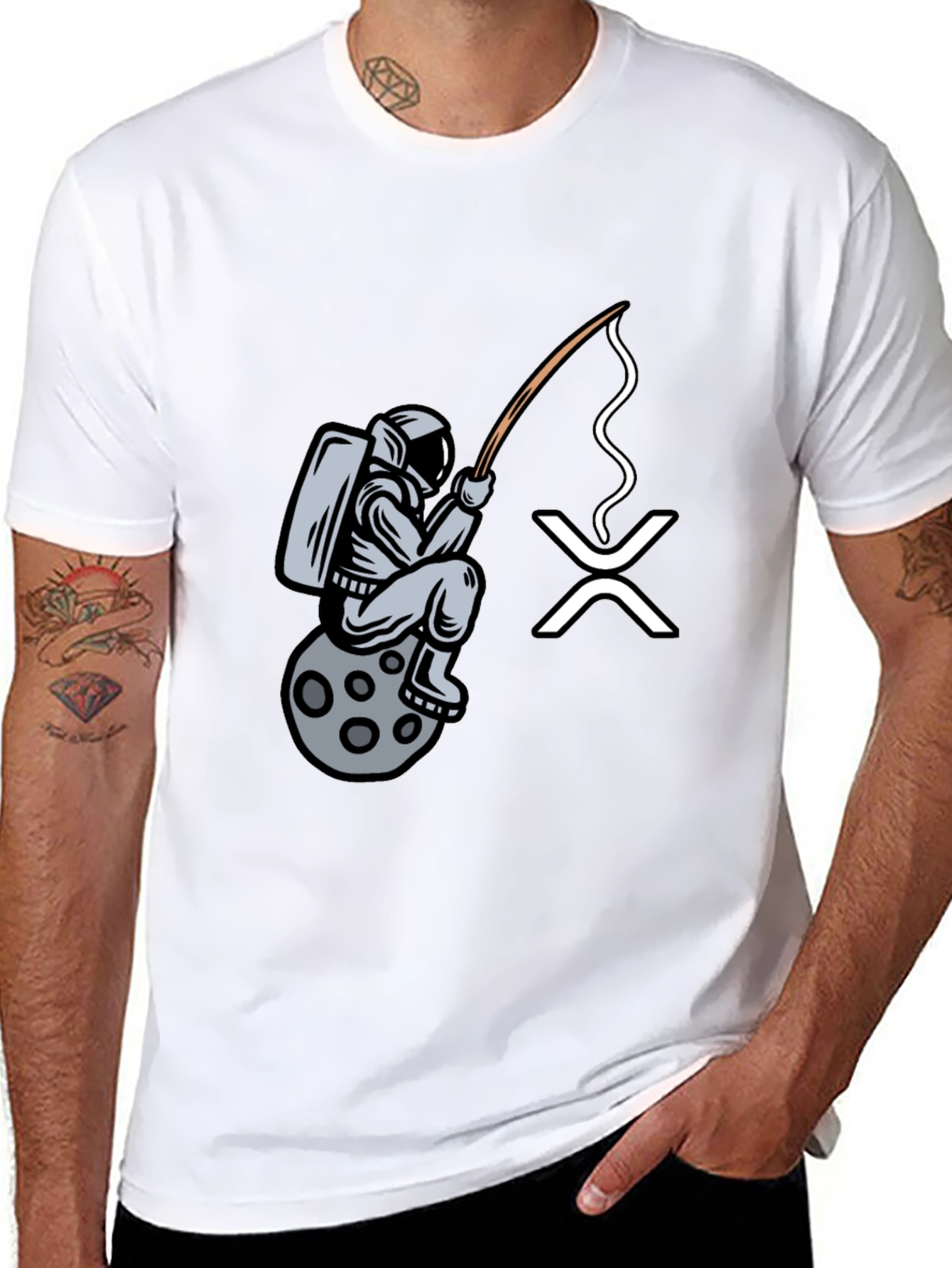 Astronaut Fishing for XRP Crypto T-Shirt