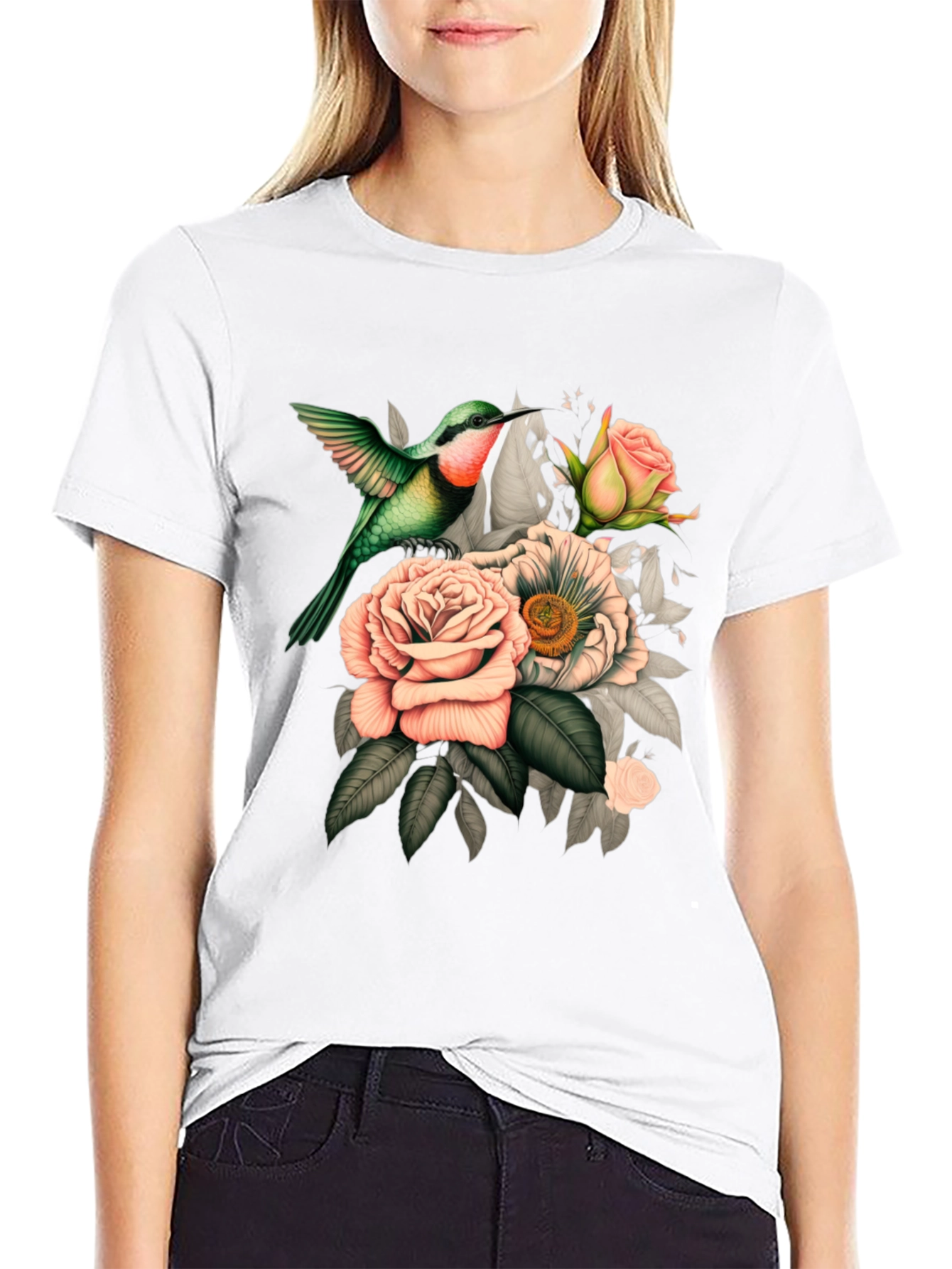 Hummingbird Floral Graphic T-Shirt