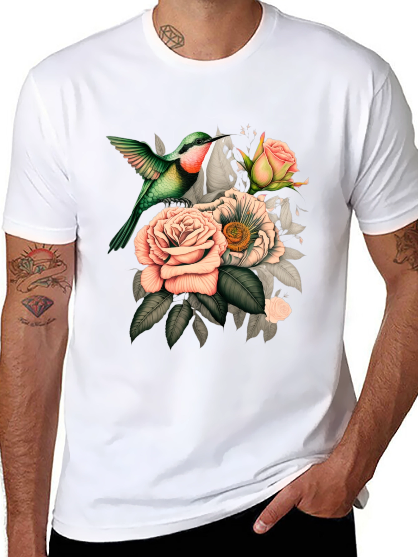 Hummingbird Floral Graphic T-Shirt