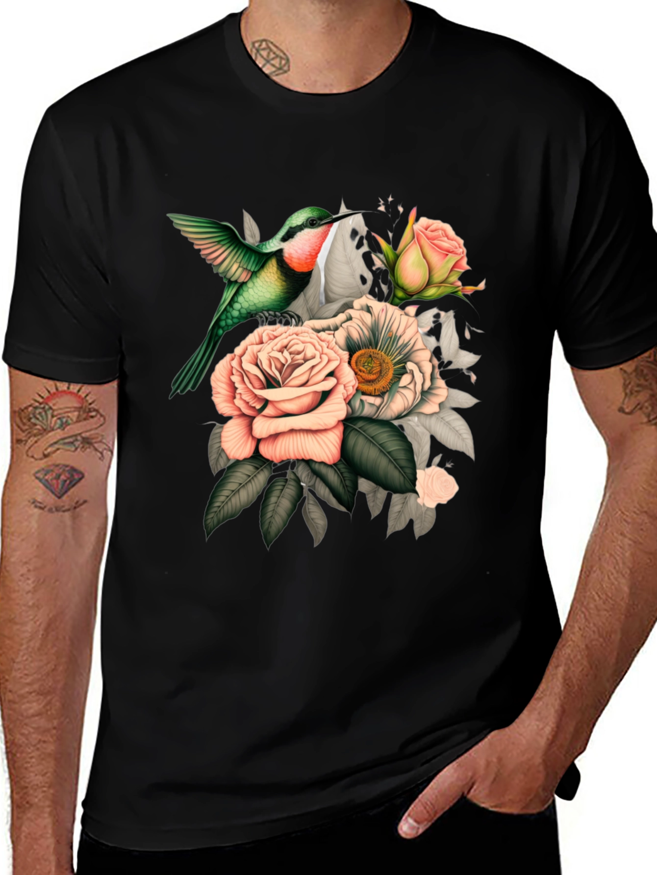 Hummingbird Floral Graphic T-Shirt