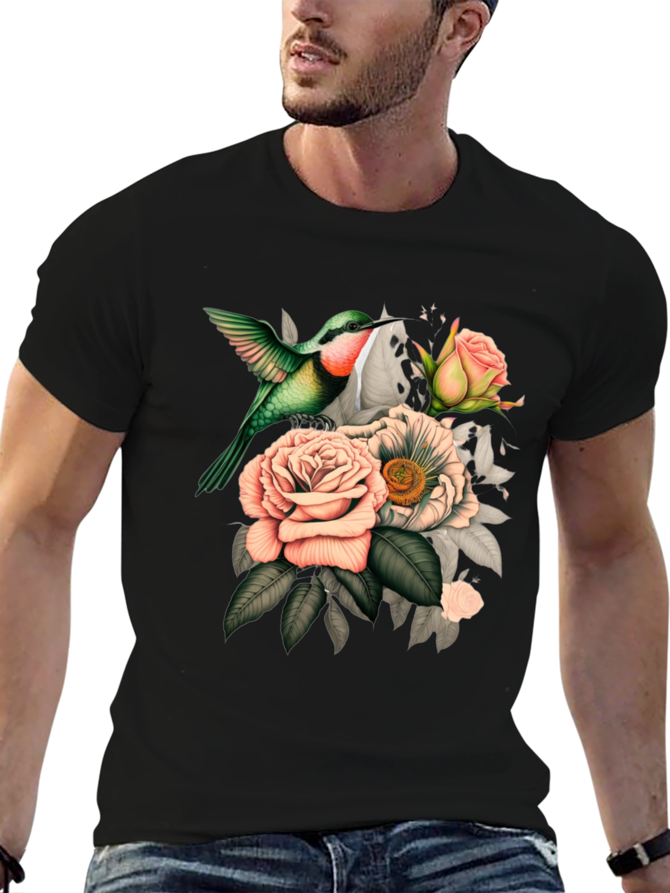 Hummingbird Floral Graphic T-Shirt
