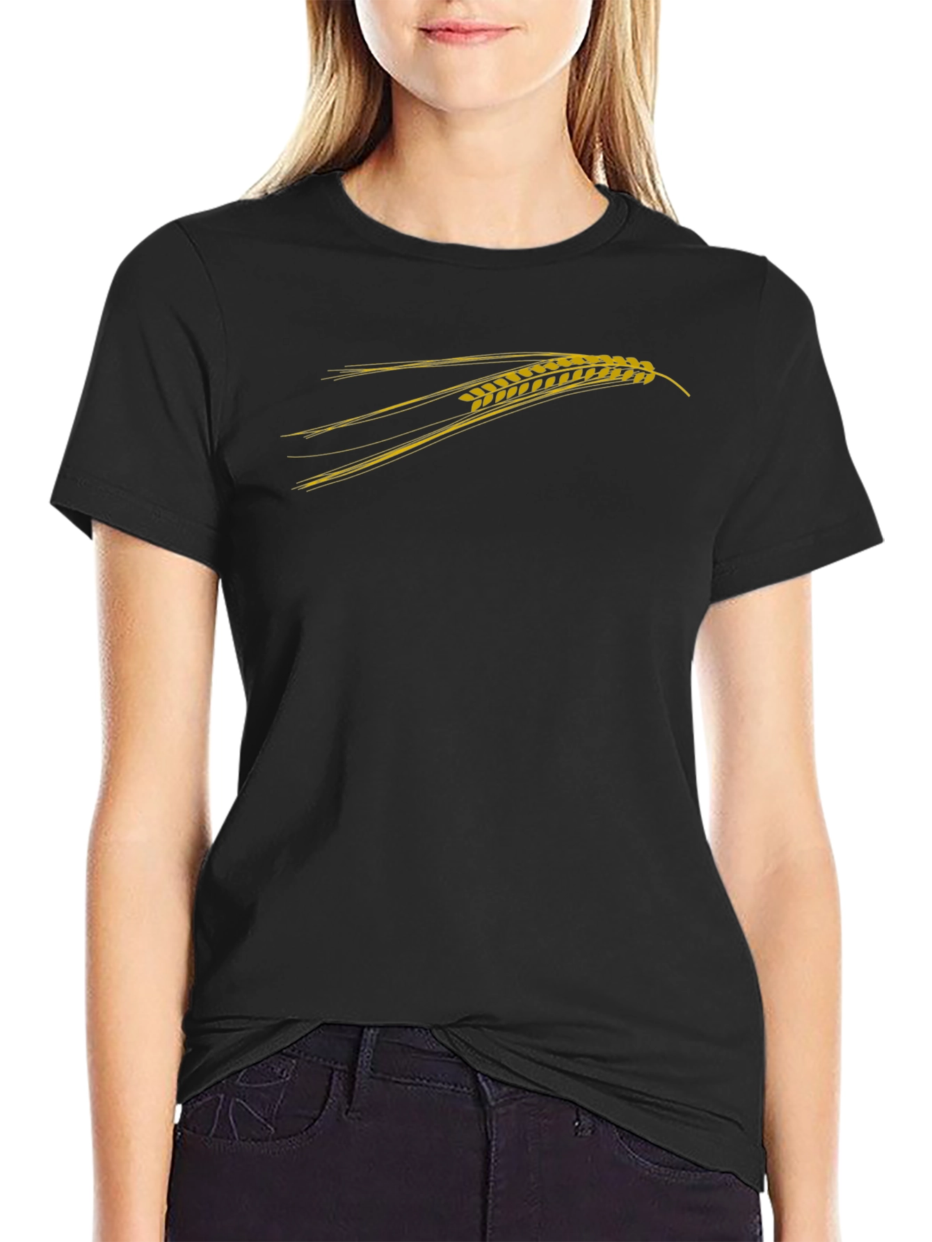 Mens Black T-Shirt with Wheat Graphic