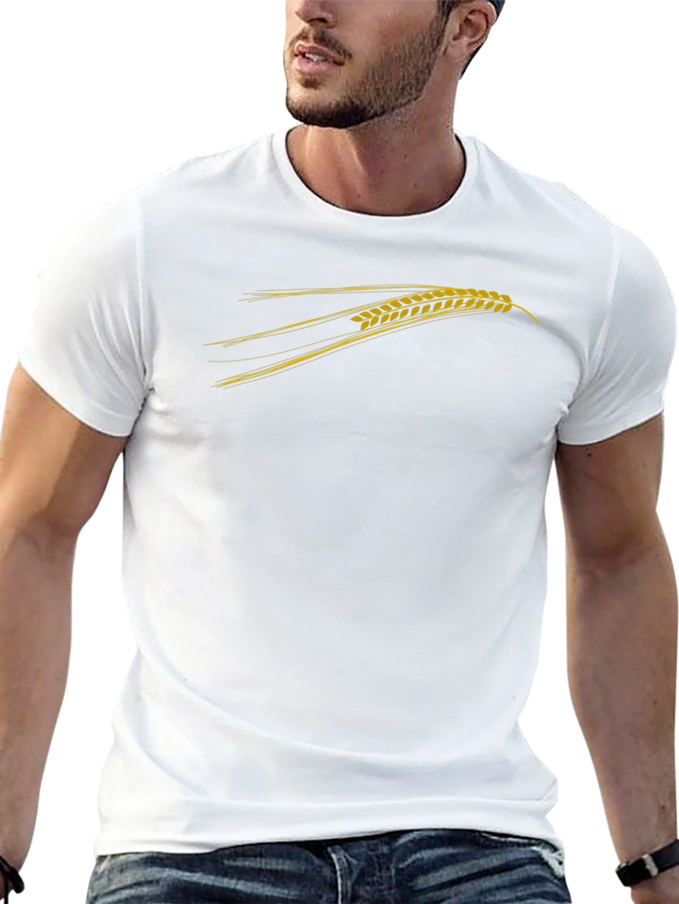 Mens Black T-Shirt with Wheat Graphic