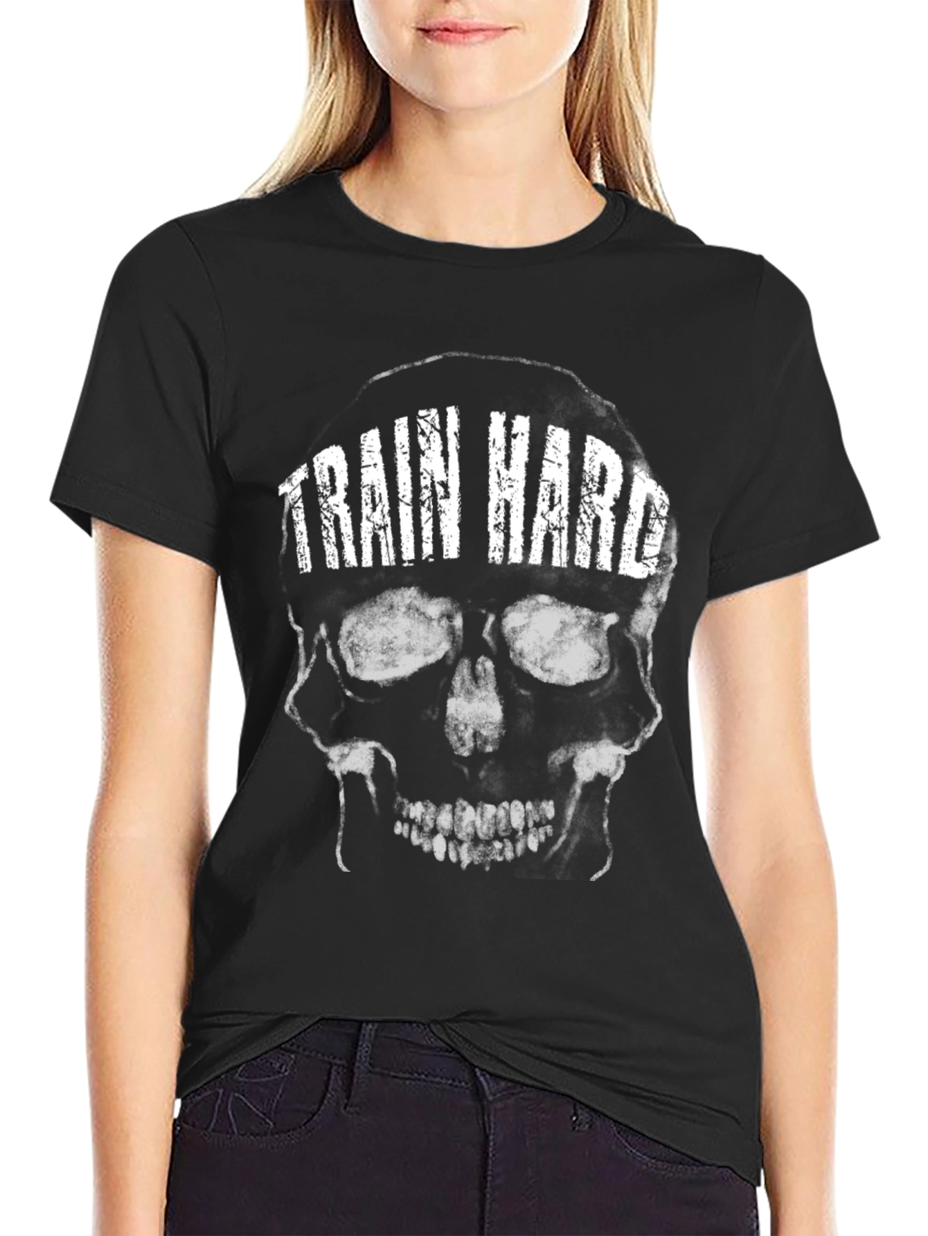 Train Hard Skull Graphic T-Shirt