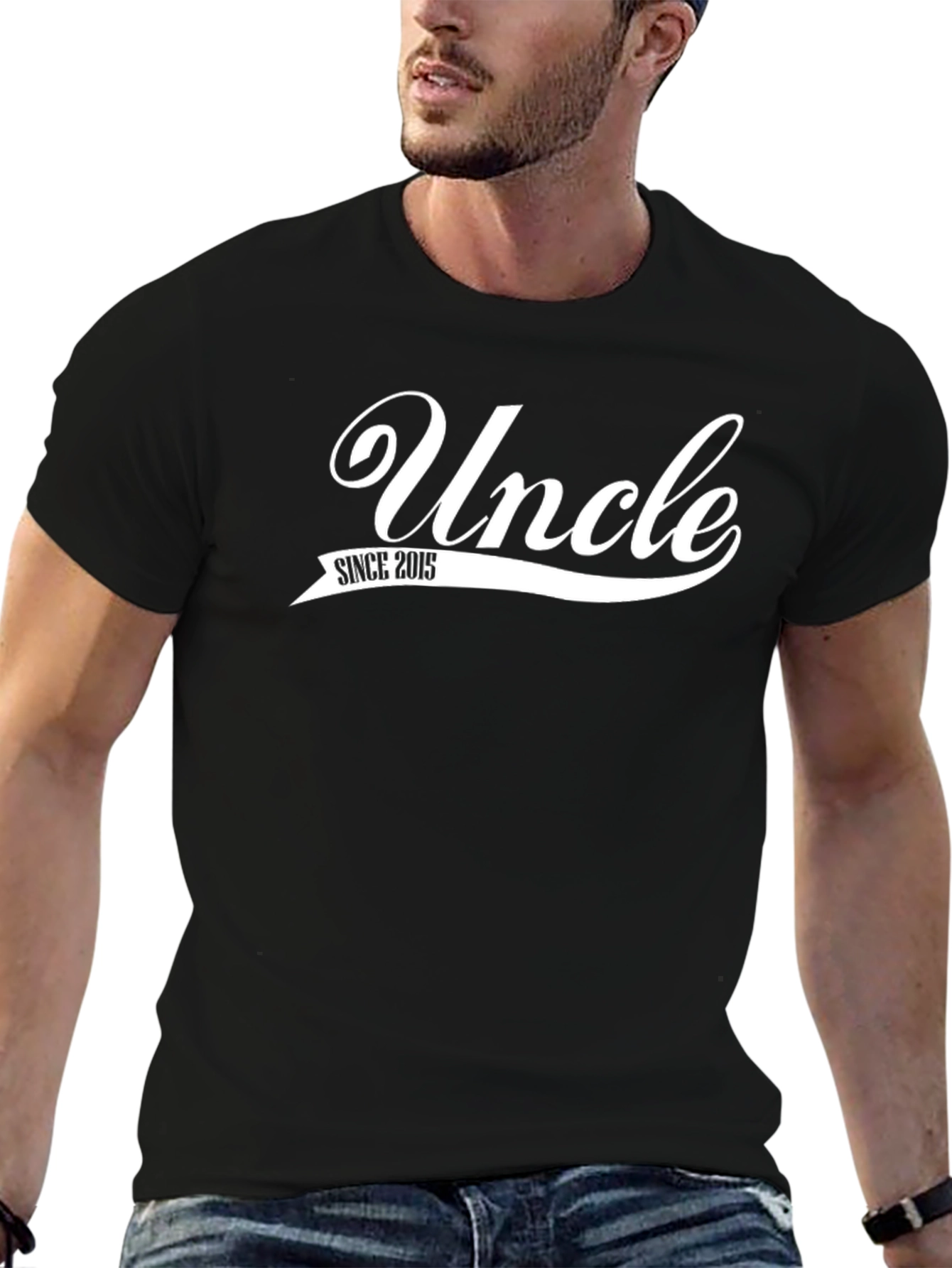 Uncle Since 2015 Black Graphic T-Shirt