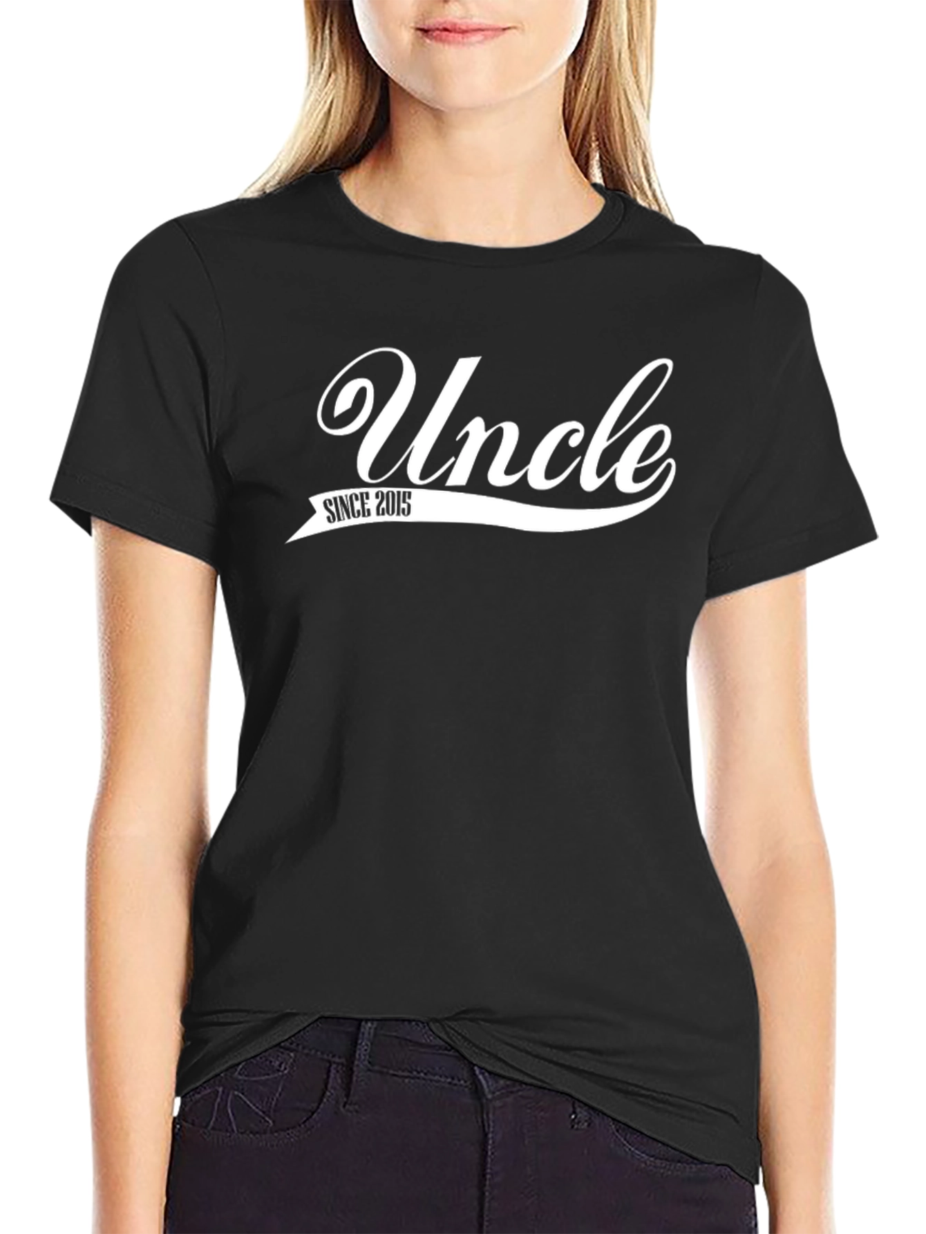 Uncle Since 2015 Black Graphic T-Shirt