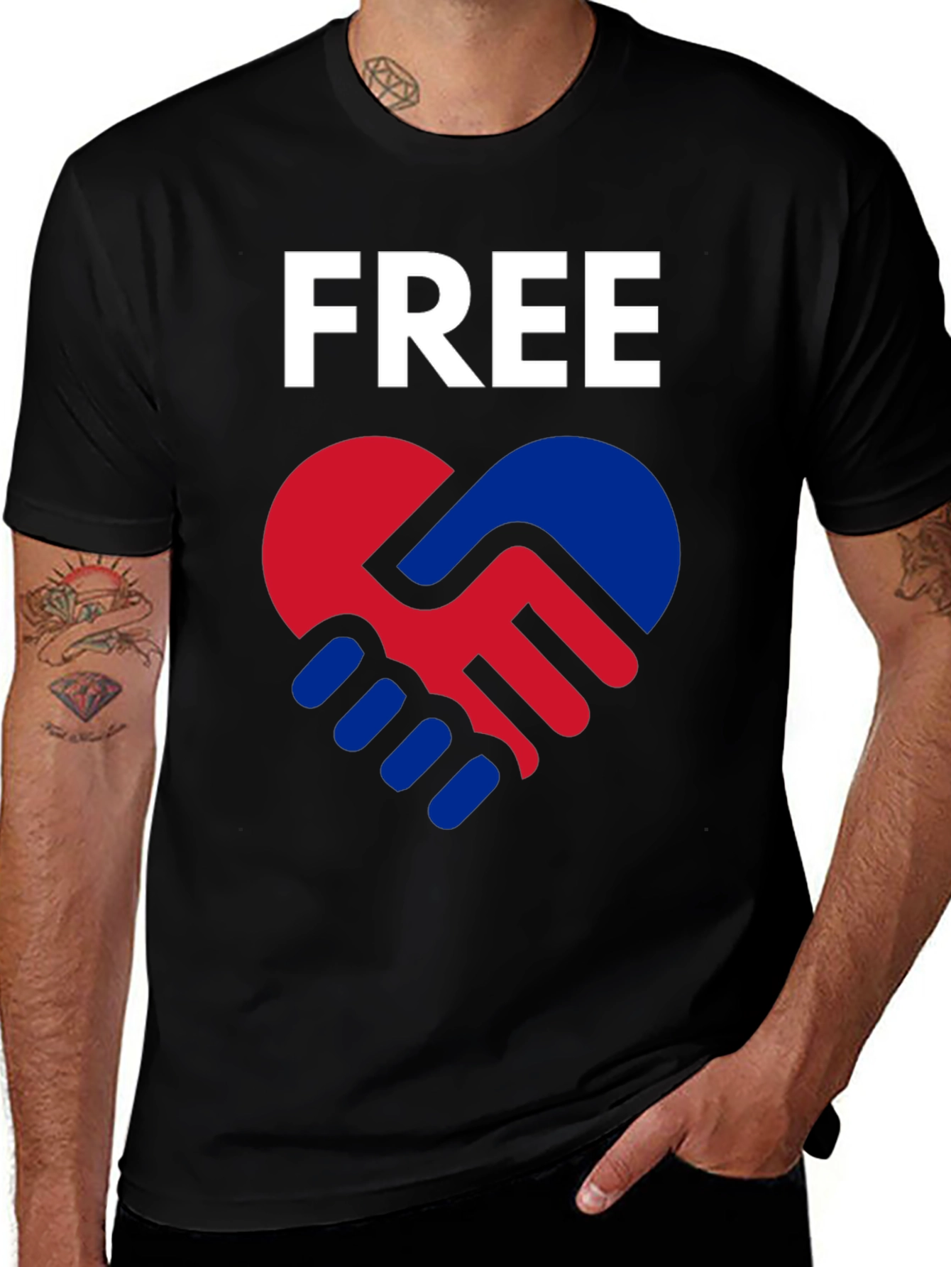 Free Heart Hands T-Shirt - Black