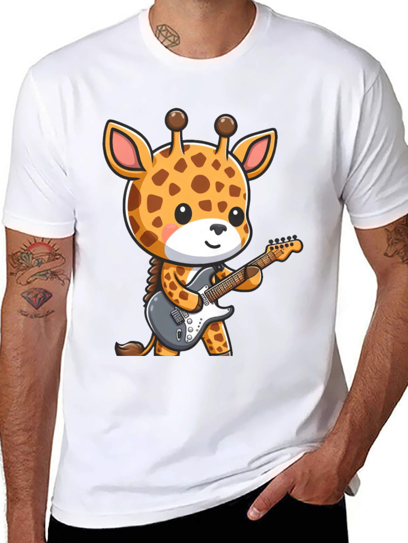 Giraffe Guitarist Graphic T-Shirt