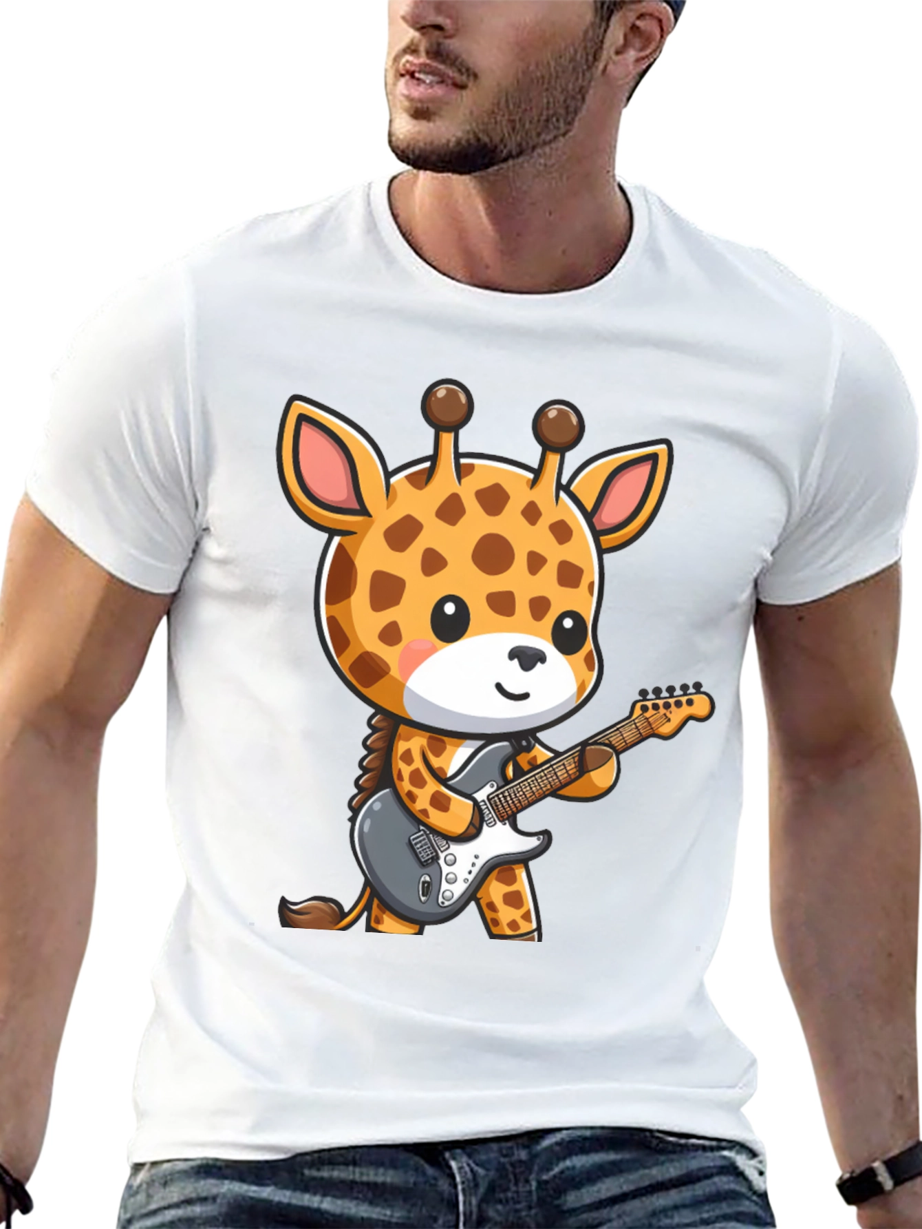 Giraffe Guitarist Graphic T-Shirt