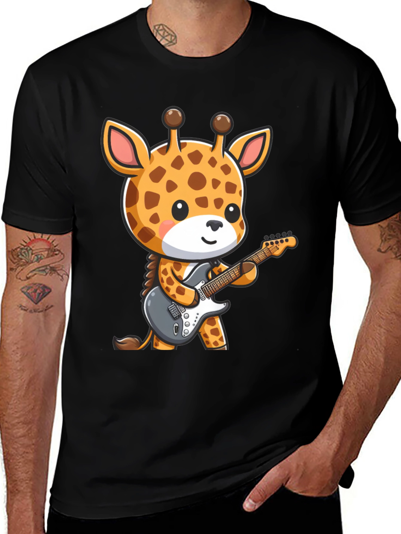 Giraffe Guitarist Graphic T-Shirt