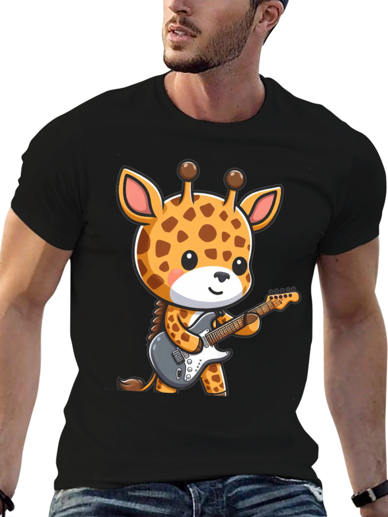 Giraffe Guitarist Graphic T-Shirt