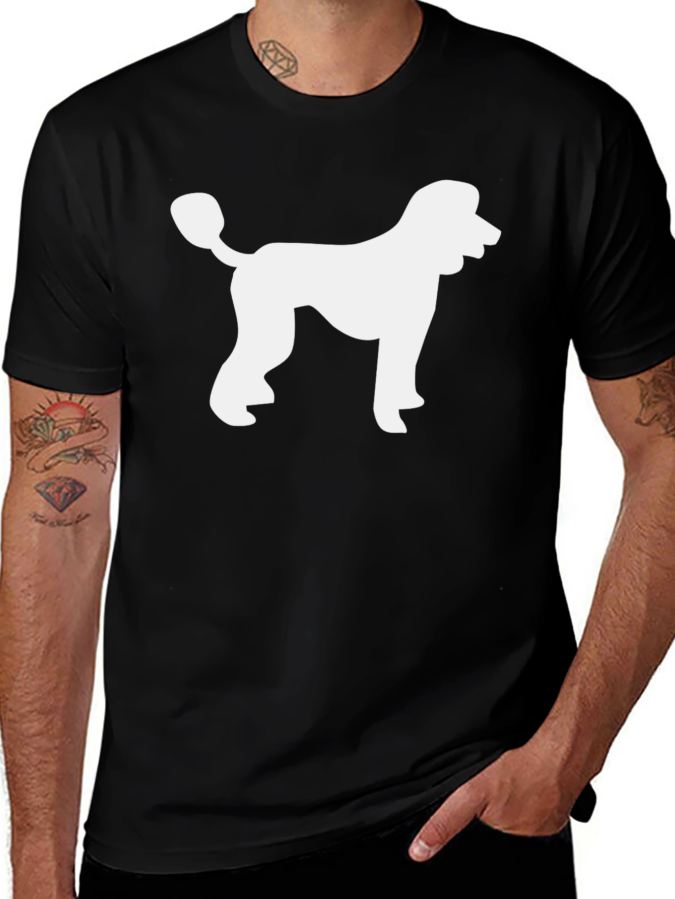 Poodle Silhouette Graphic Tee - Casual Black T-Shirt