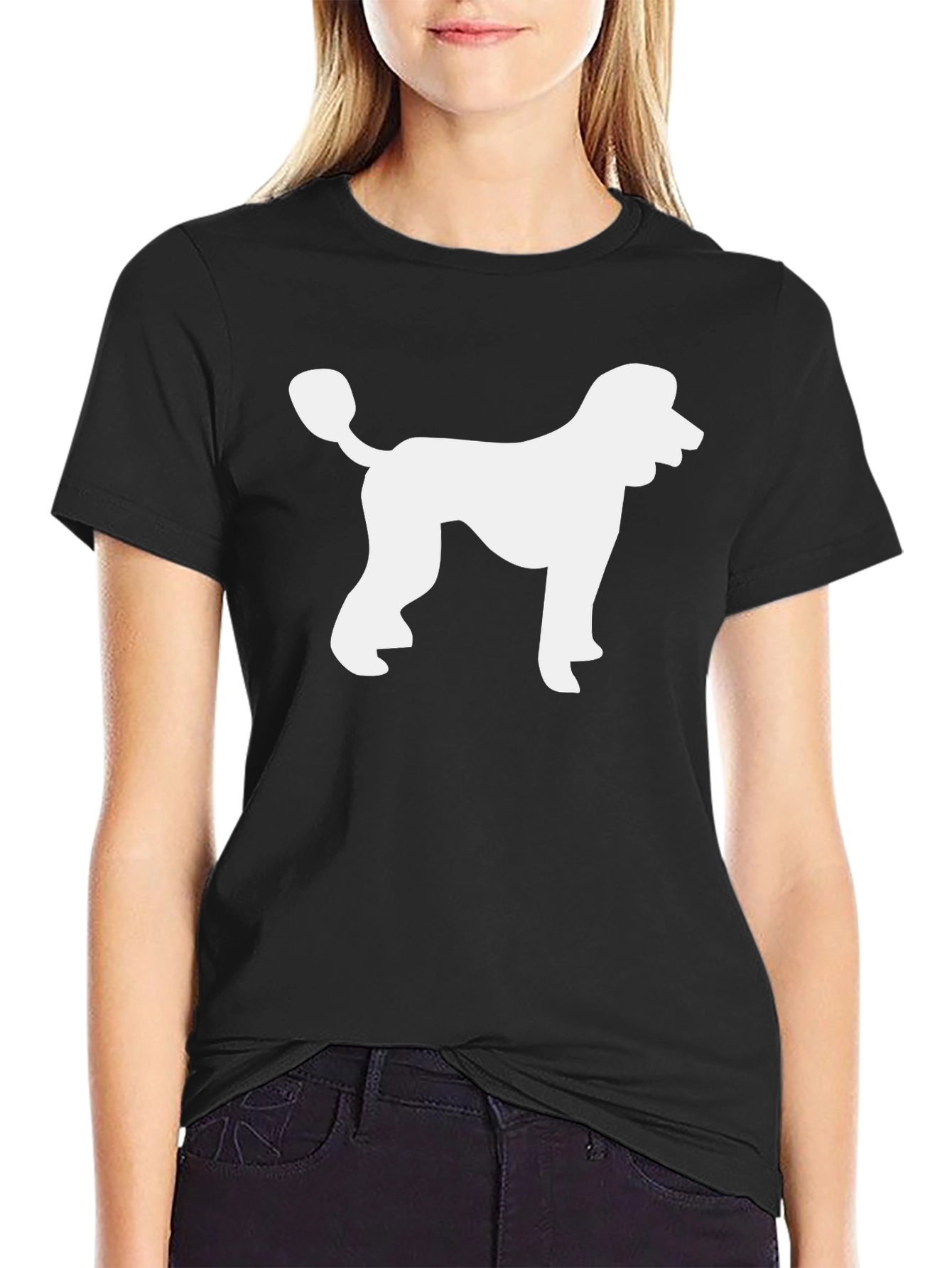 Poodle Silhouette Graphic Tee - Casual Black T-Shirt