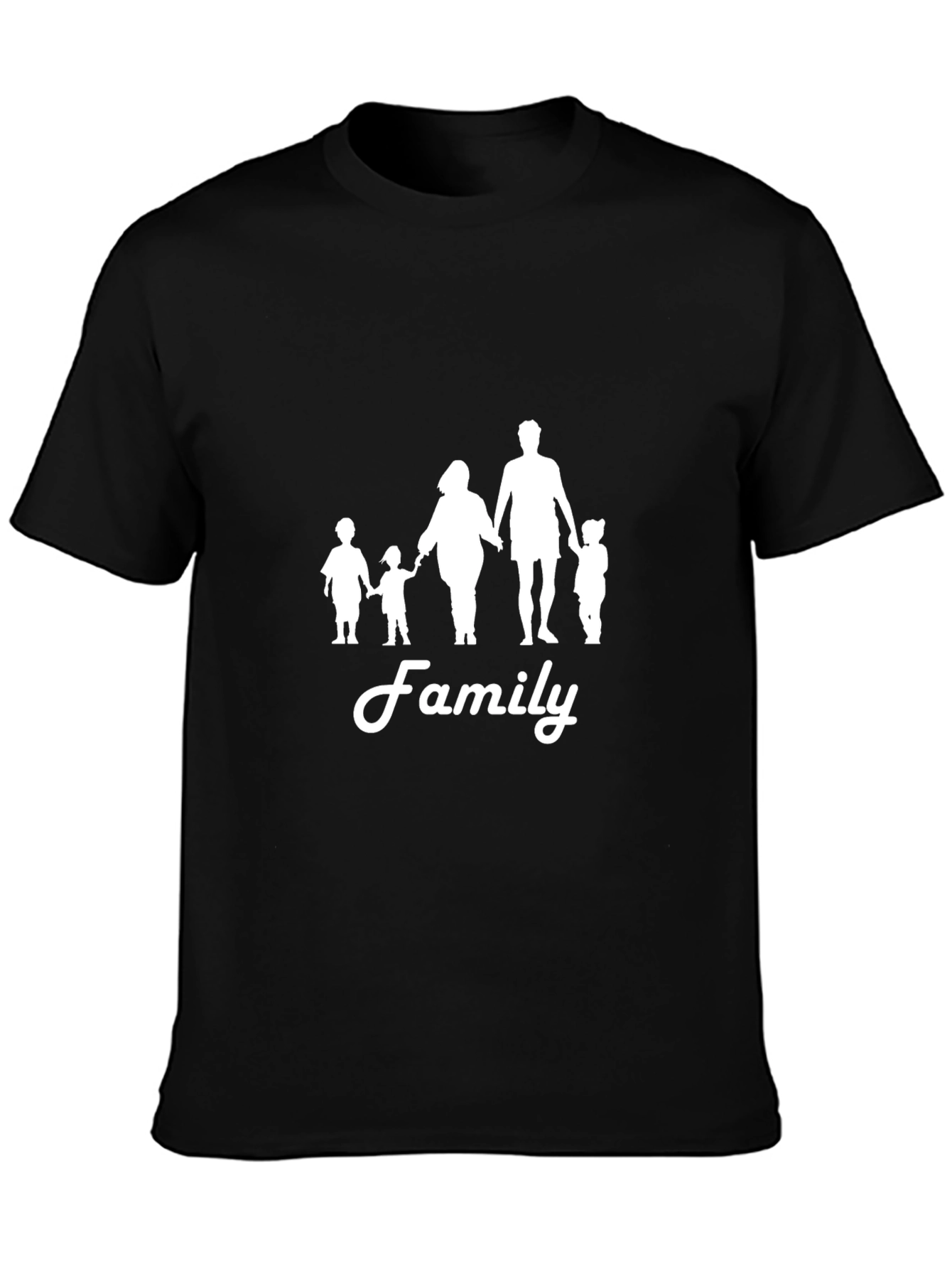 Family Silhouette Graphic Print Black T-Shirt