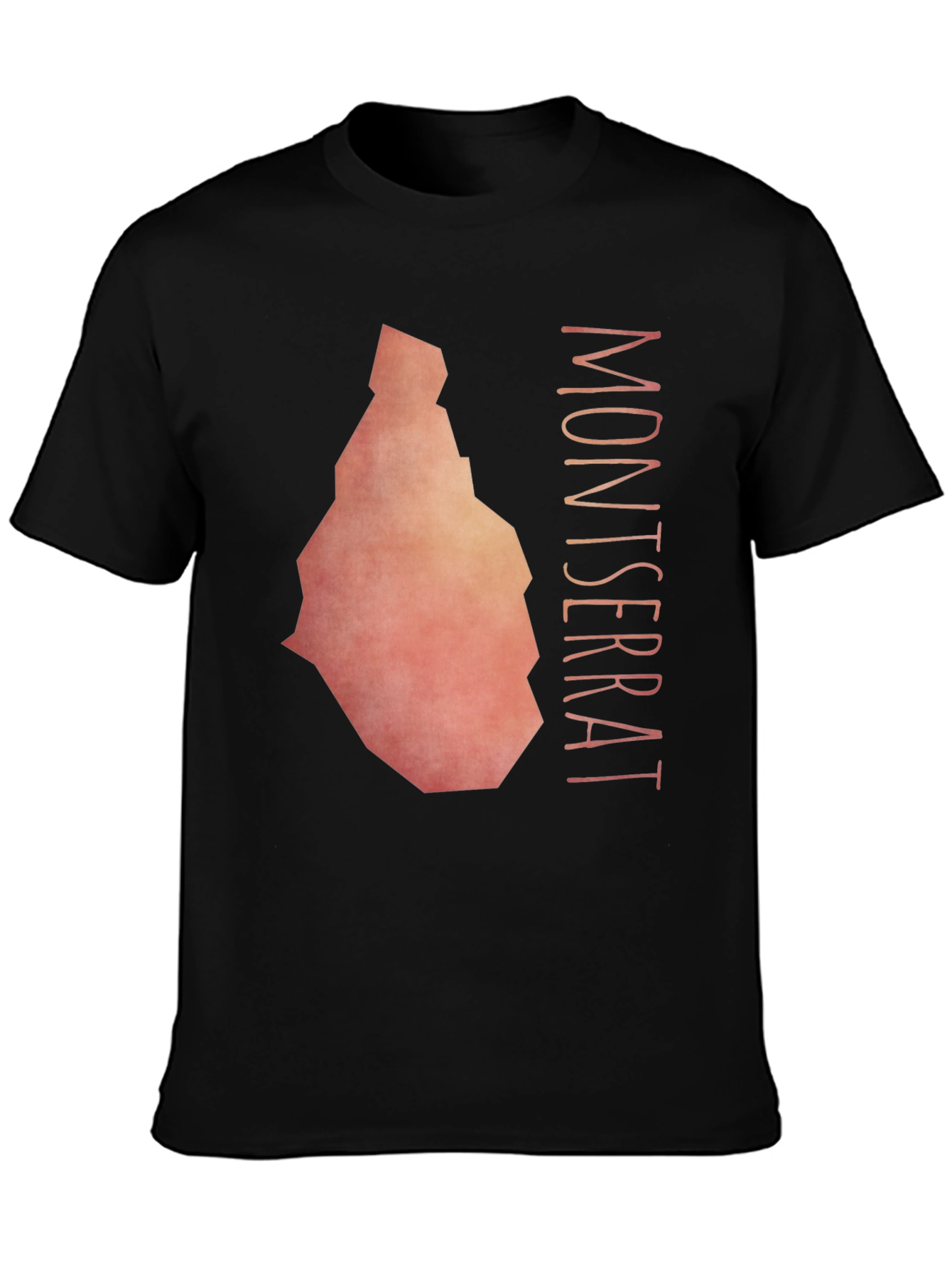 Montserrat Island Map T-Shirt - Black Cotton Tee
