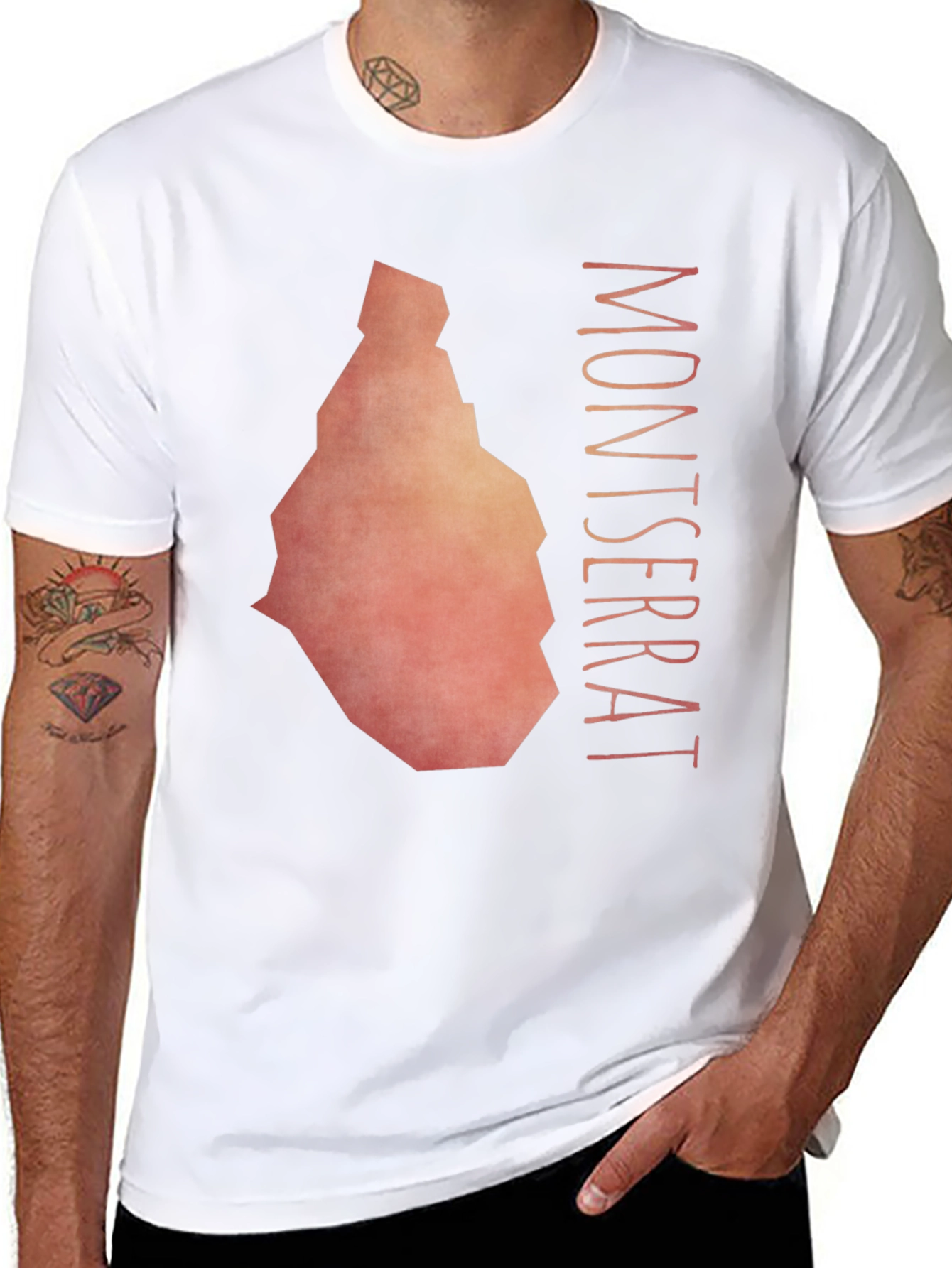Montserrat Island Map T-Shirt - Black Cotton Tee