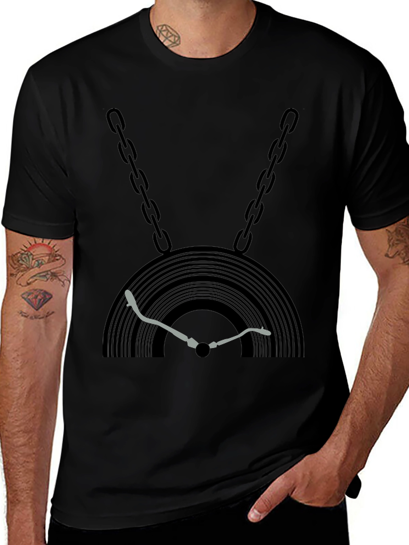 DJ Record Player Chain Graphic Tee