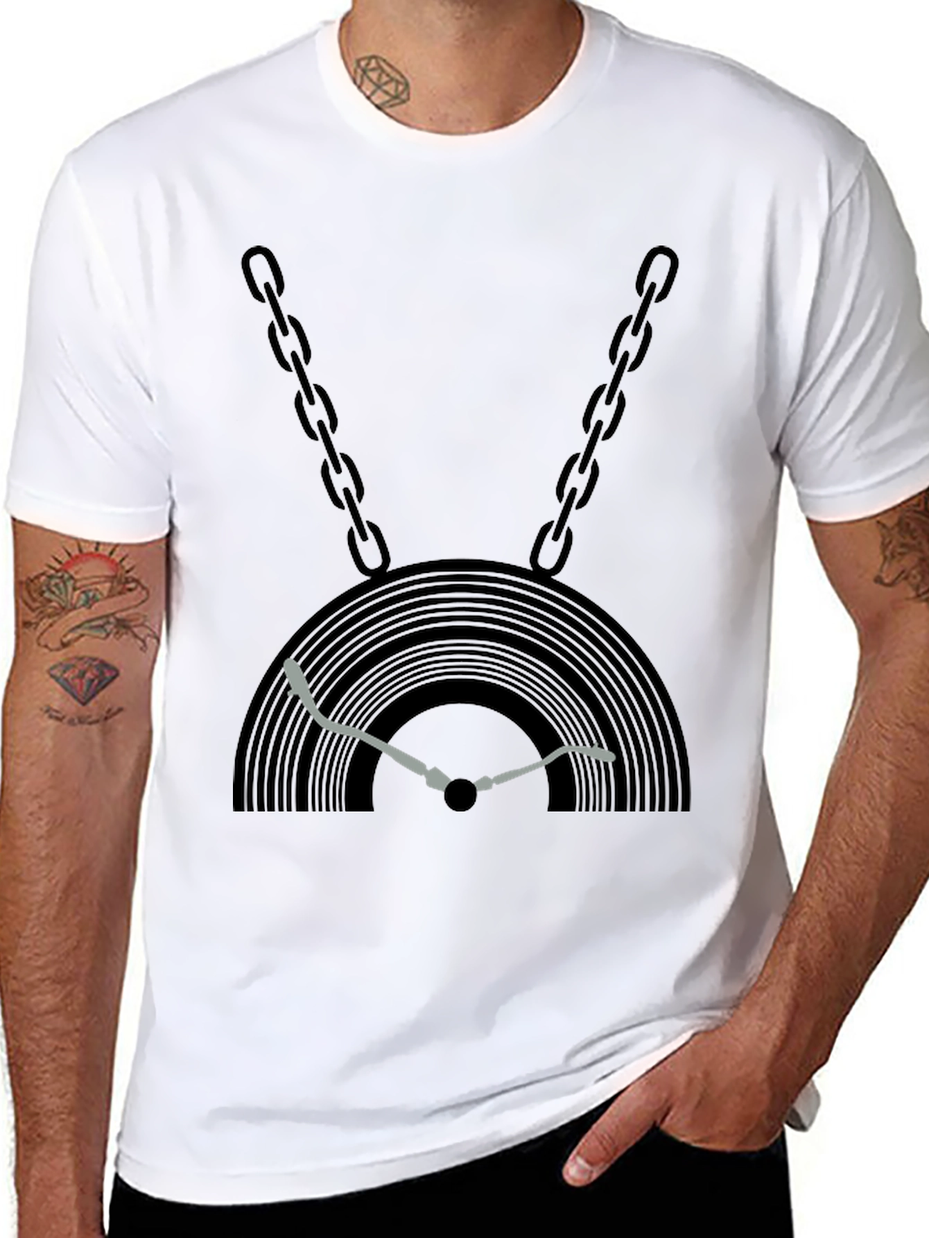 DJ Record Player Chain Graphic Tee