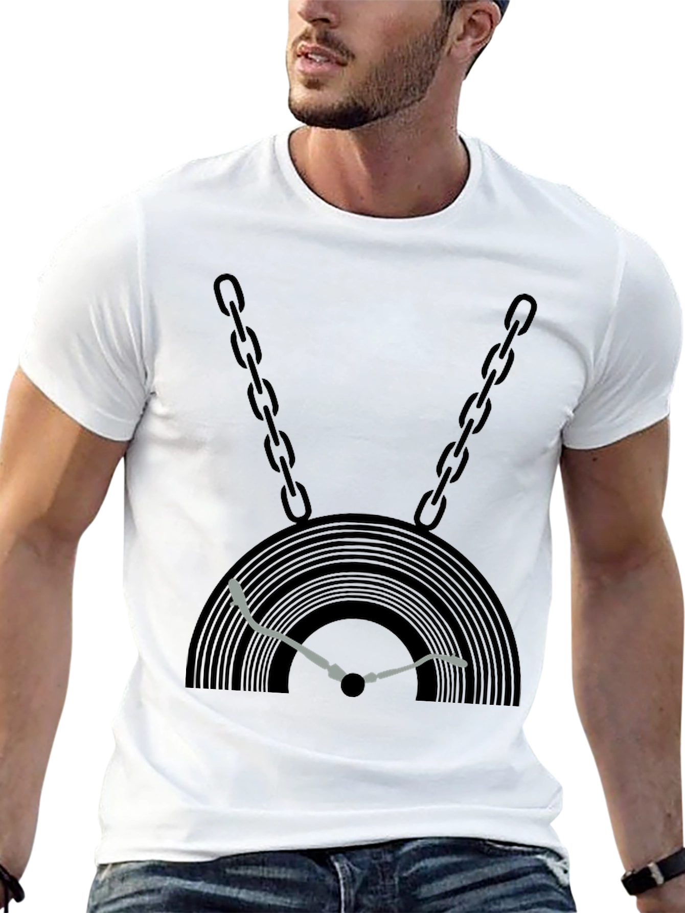 DJ Record Player Chain Graphic Tee