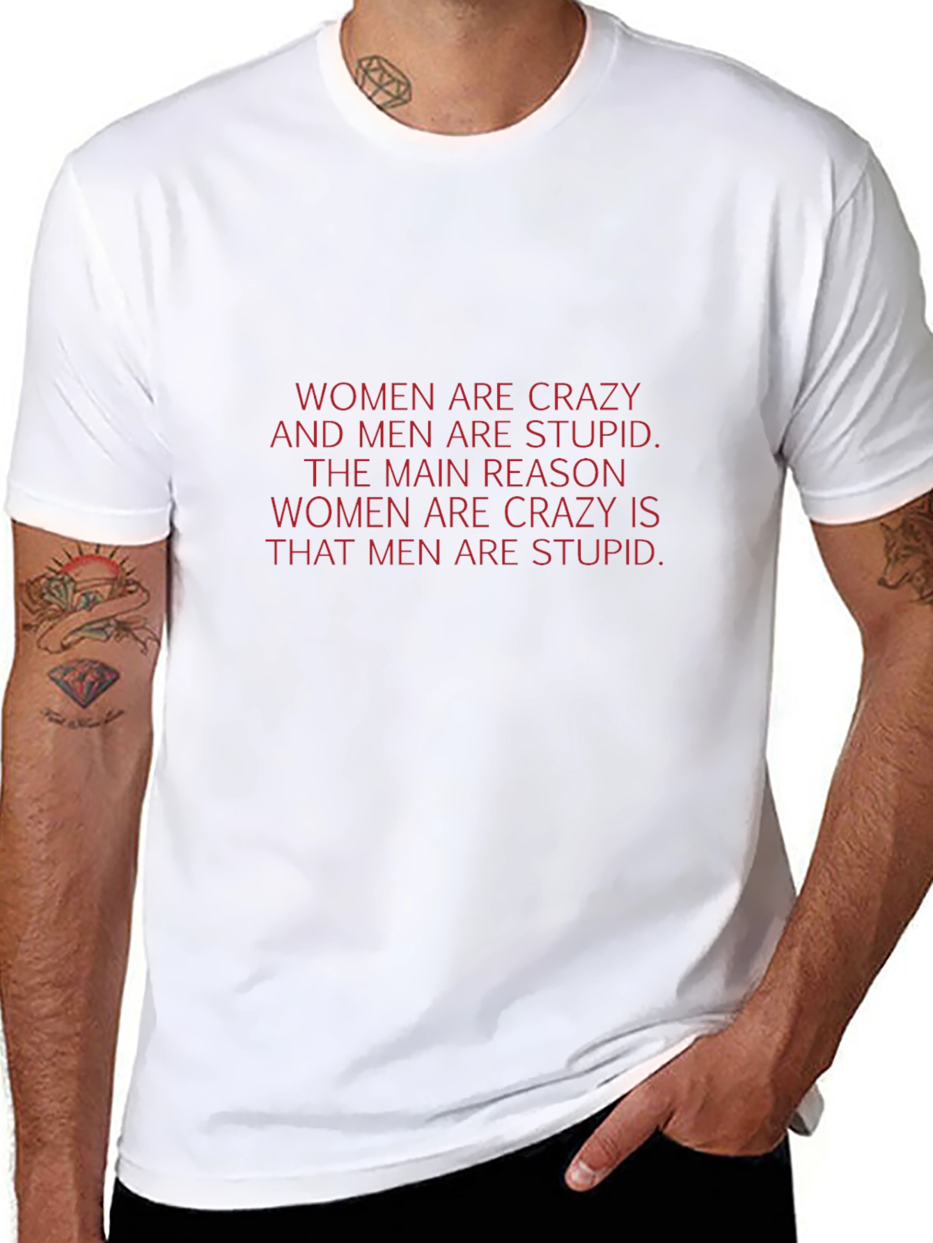 Mens Black T-Shirt - Crazy Women/Stupid Men Graphic Tee