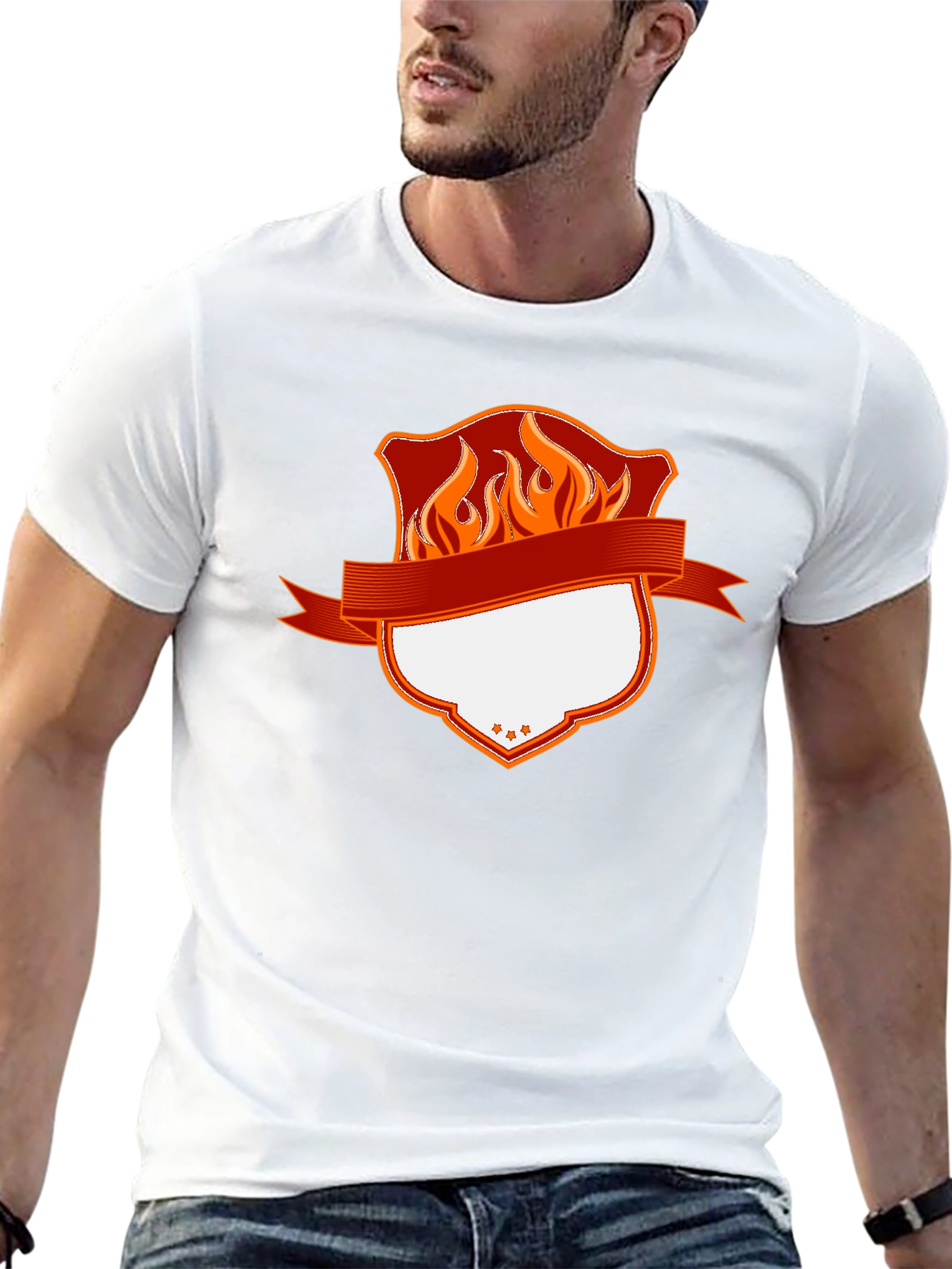 Fiery Shield Graphic Tee - Custom Design Ready