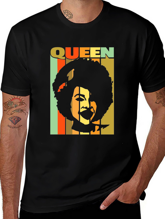 Retro Queen Afro T-Shirt - Black