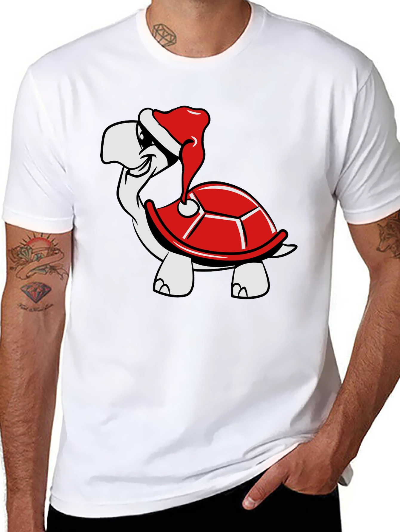 Turtle with Santa Hat Graphic Tee