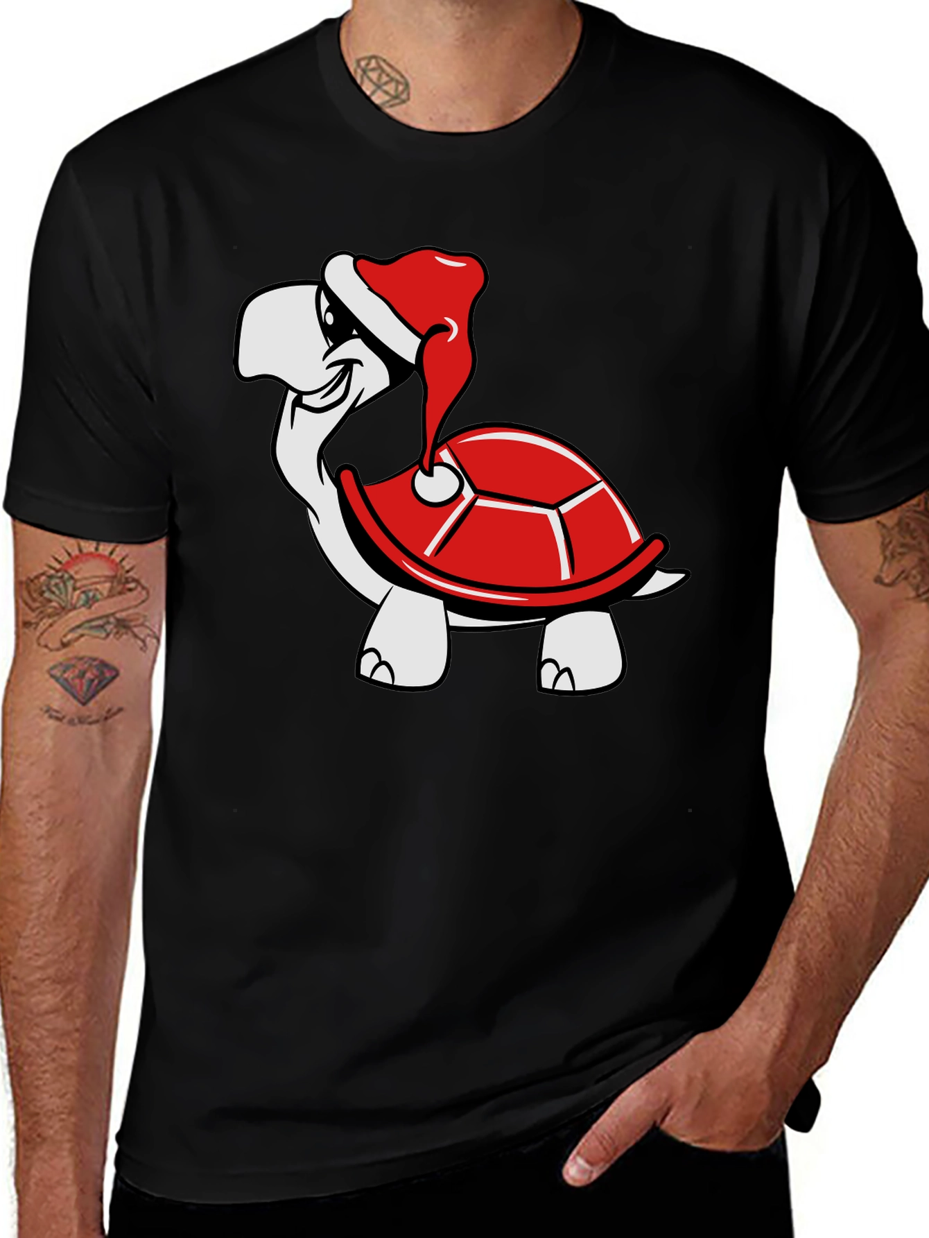Turtle with Santa Hat Graphic Tee