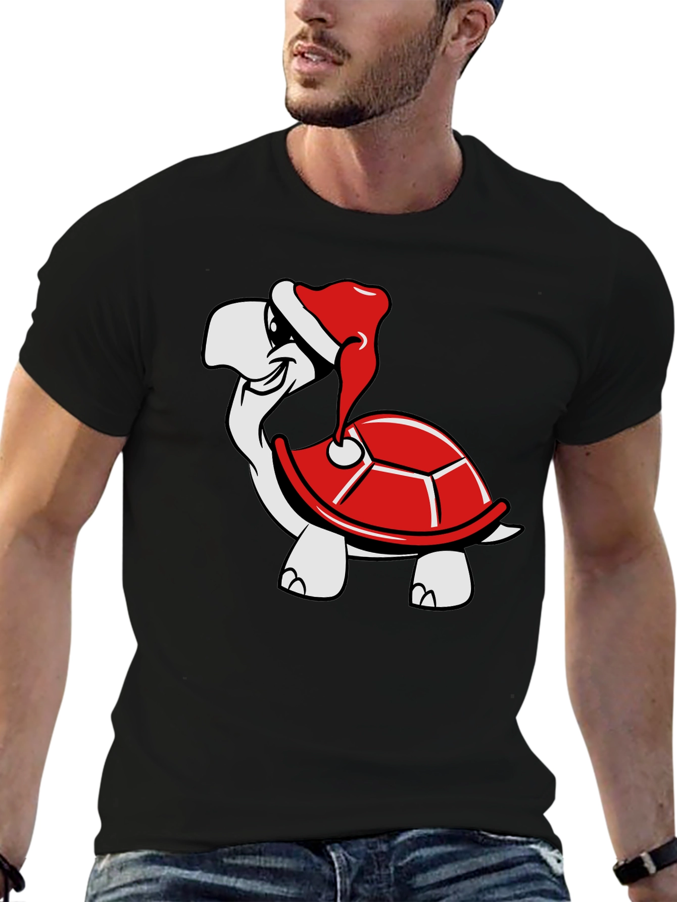 Turtle with Santa Hat Graphic Tee