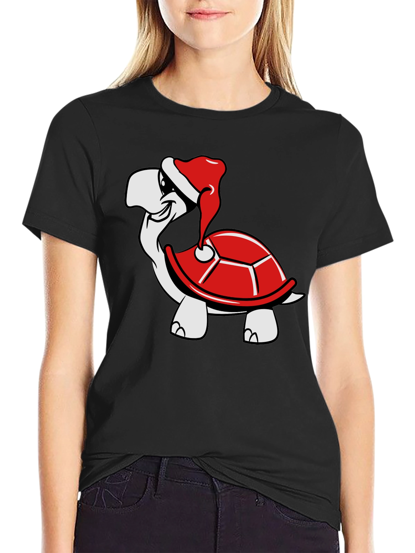 Turtle with Santa Hat Graphic Tee
