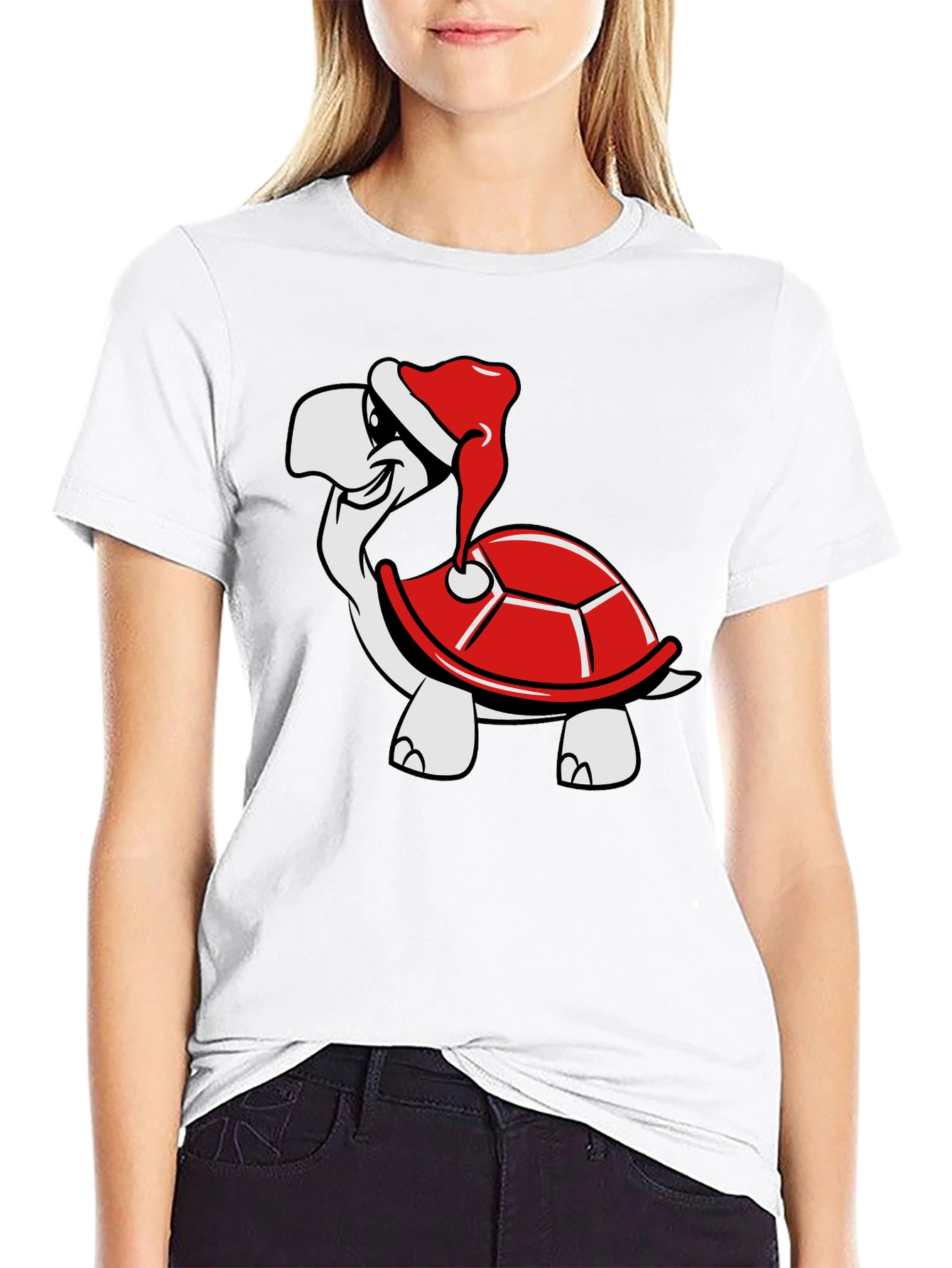 Turtle with Santa Hat Graphic Tee