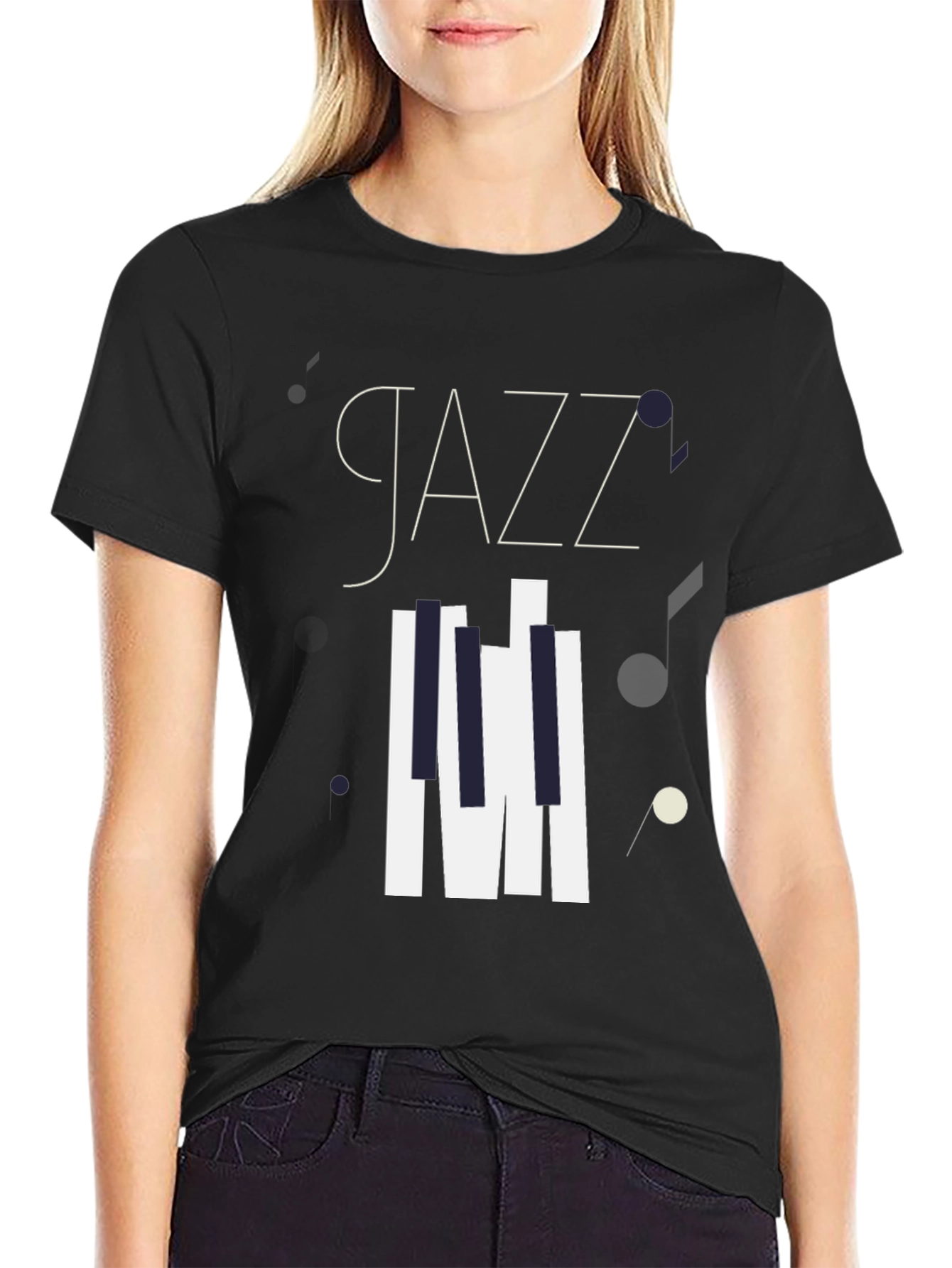 Jazz Music Graphic Tee - Stylish Black Cotton T-Shirt
