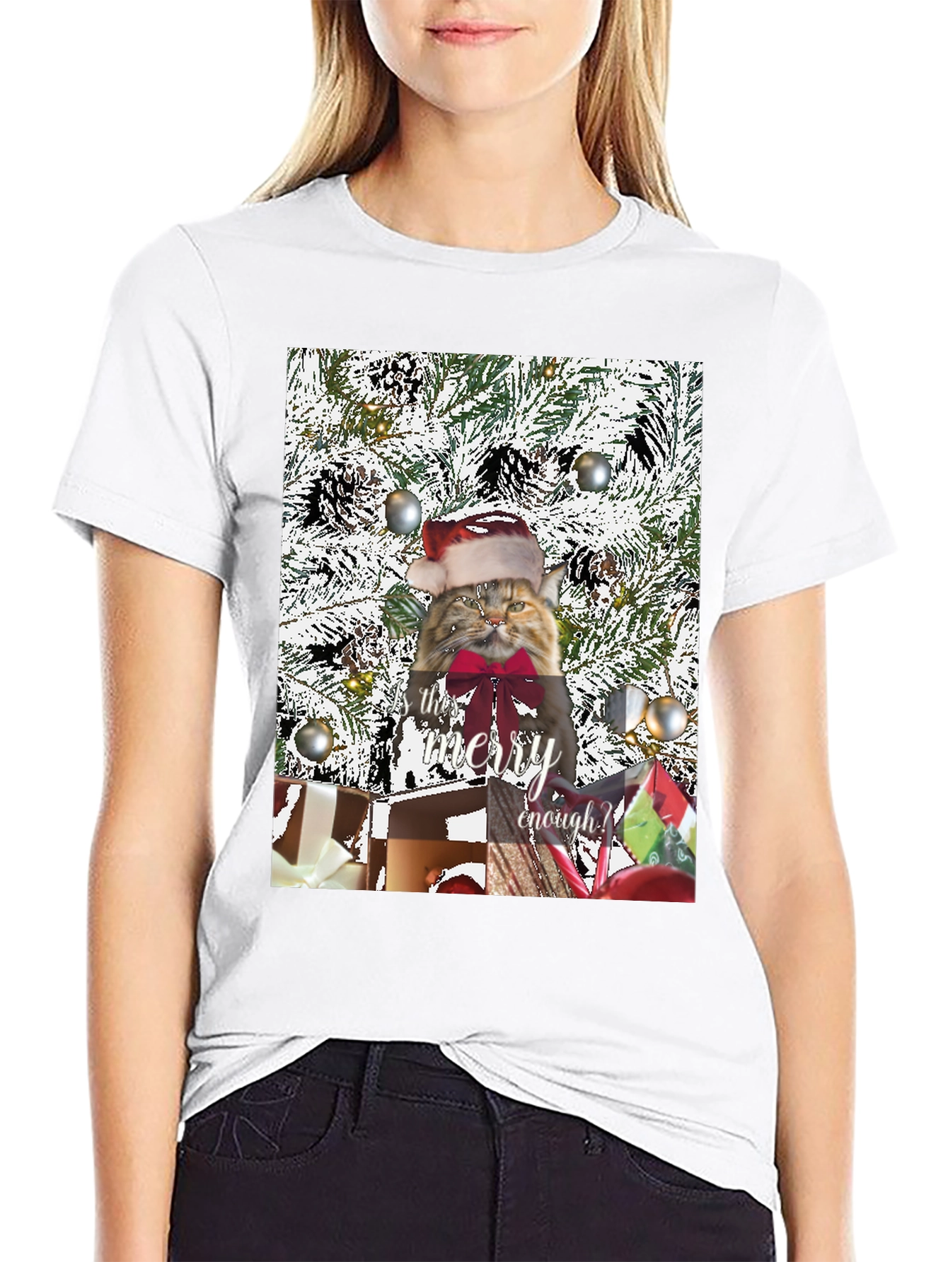 Festive Feline Christmas T-Shirt